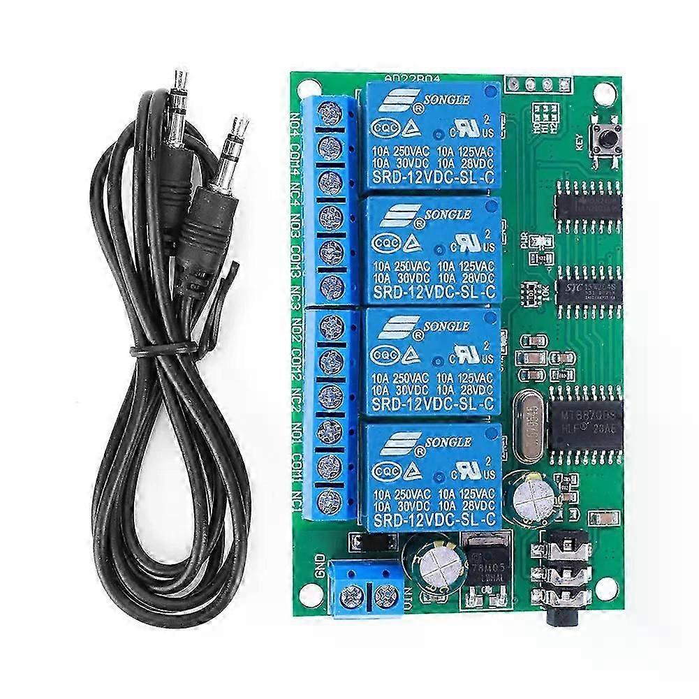 AD22B04 4 Channel DTMF Audio Signal Decoding Relay DC 12V Non-Locking/Self-Locking/Interlocking/Time Delay Fit For  Smart Home