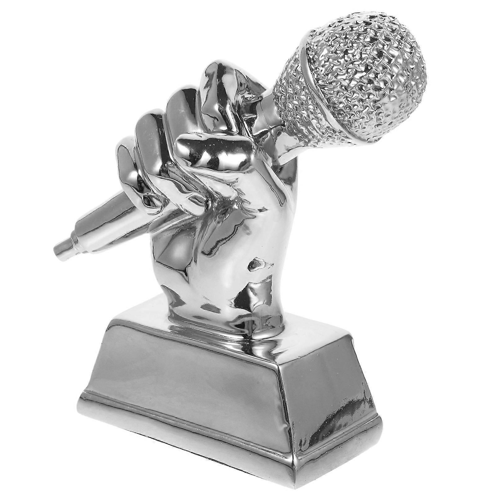 Contest Trophy Microphone Trophy Host Contest Award Singing Competition Award Resin 13.5X9X5CM 1Pcs