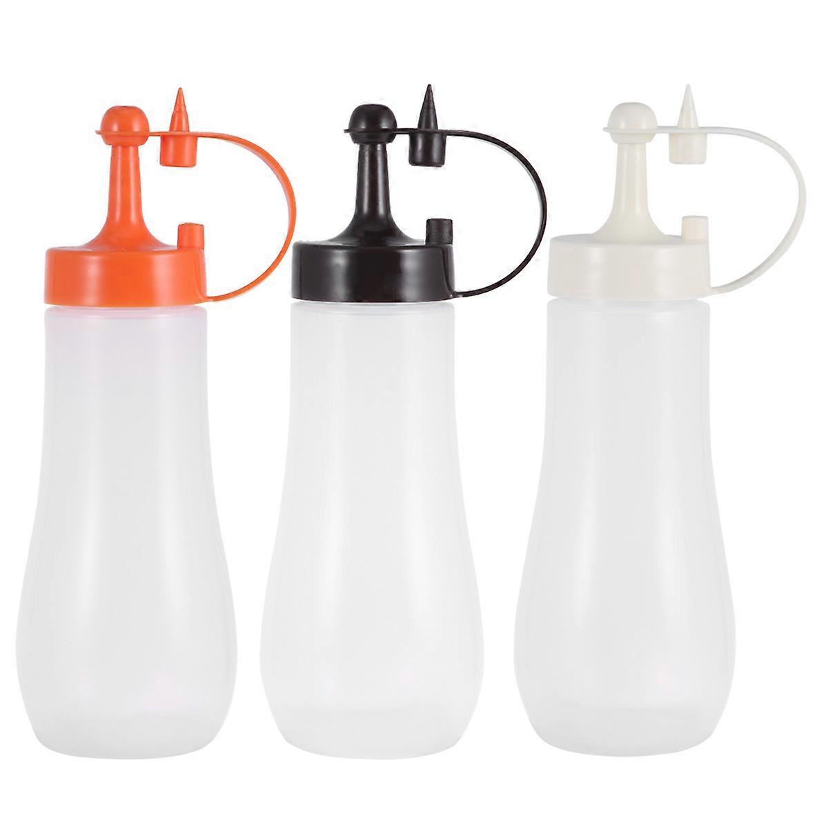 3pcs Squeeze Sauce Bottle for Serving Daily Life Orange Color 6x6x18.5cm