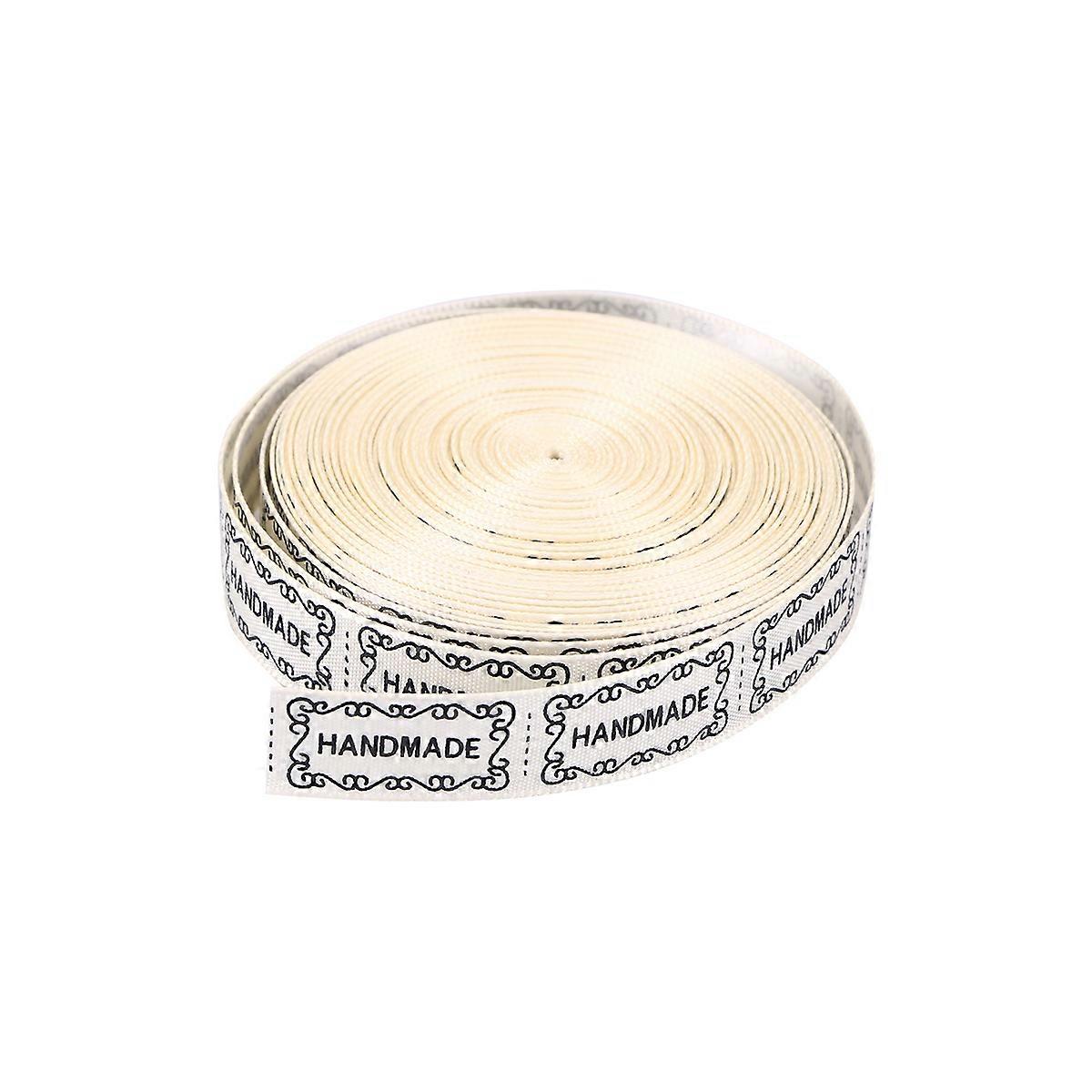 10 Yards 13MM Handmade Cloth Ribbon with English Words Printed Design for Wedding DIY Crafts Baking Wrap Decor in White