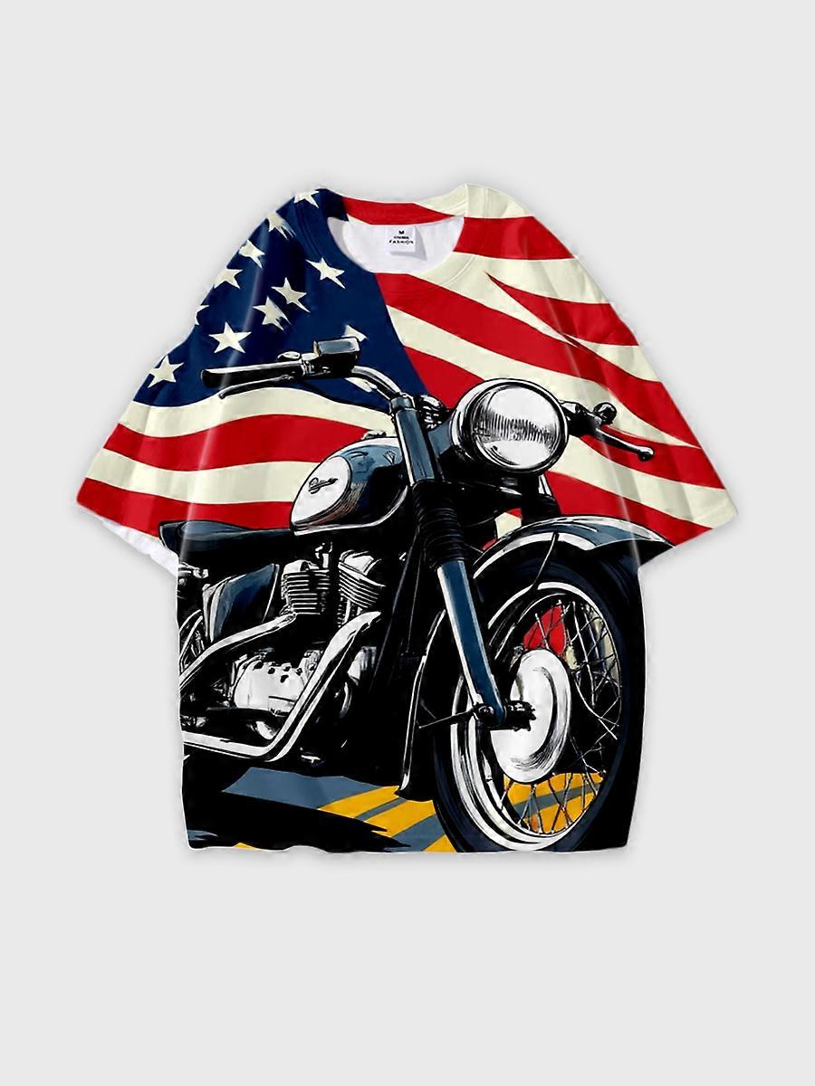 T-shirt round neck Pattern loose short sleeve E396