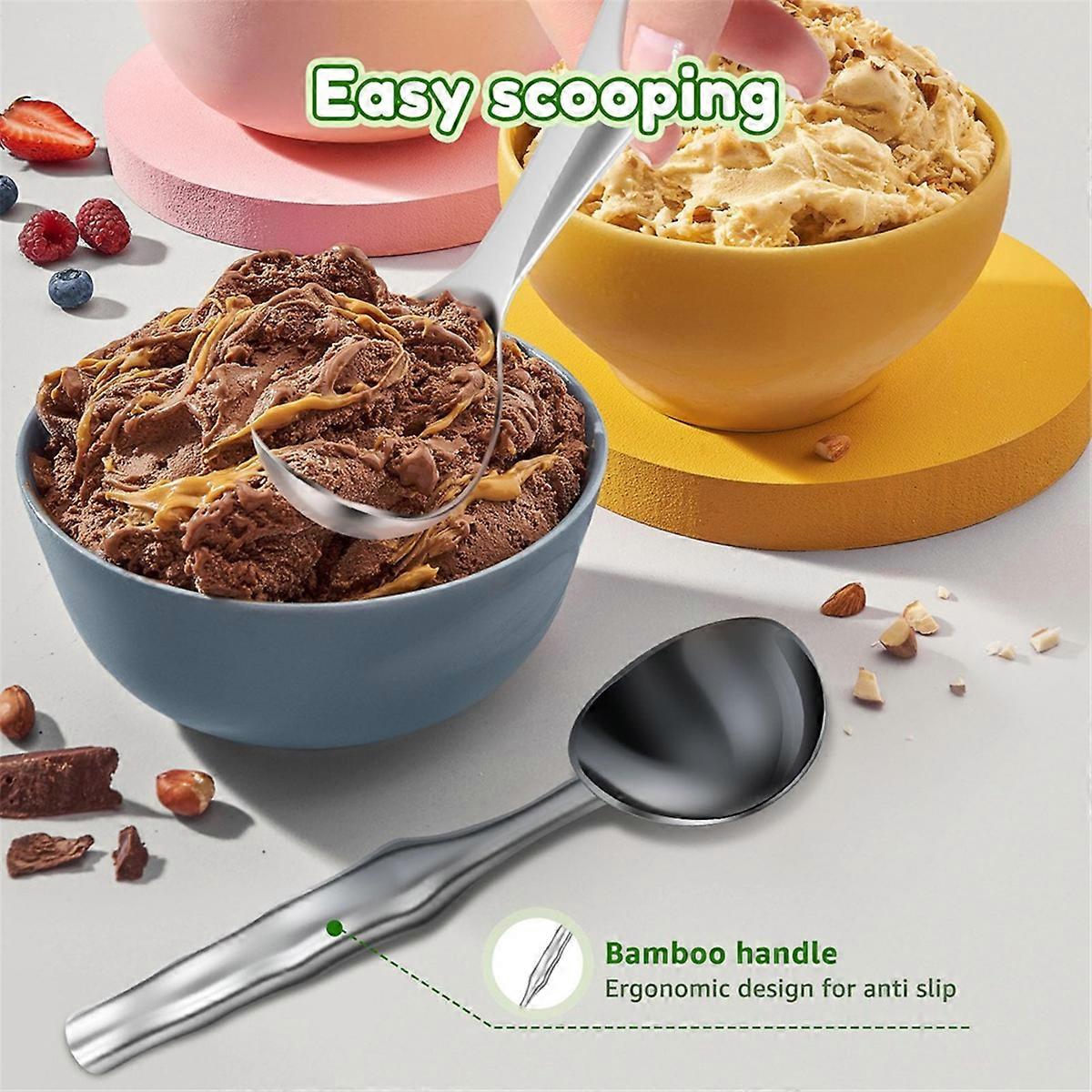 2Pcs Ice Cream Scoop 304 Stainless Steel Ice Cream Spoon Dishwasher
