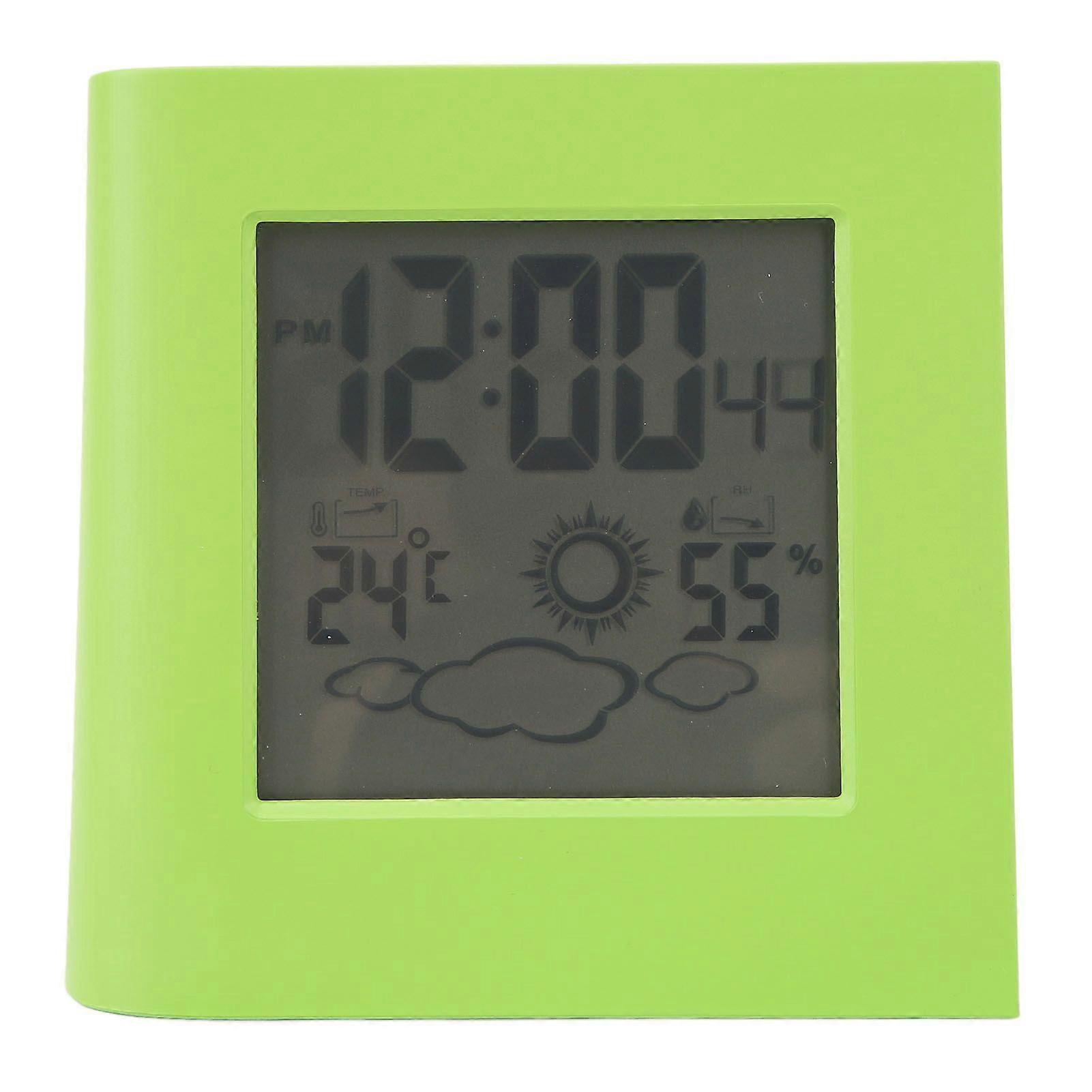 Solar Battery Dual Energy Alarm Clock Weather Forecast Temperature Humidity Alarm Clock Green