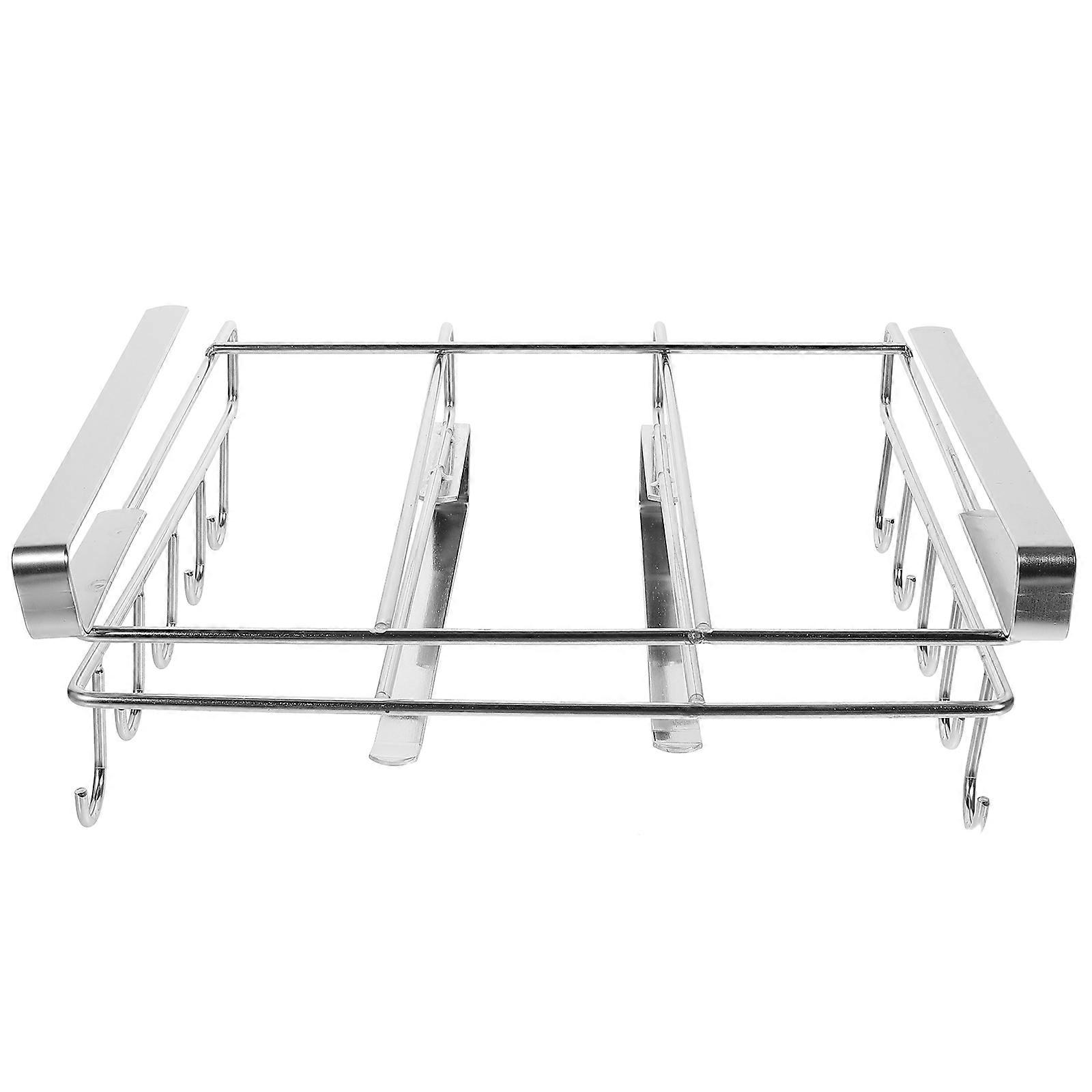 Stainless Steel Under Cabinet Mug Hanger for Home Silver Color Space Saving Kitchen Rack 5 Hooks