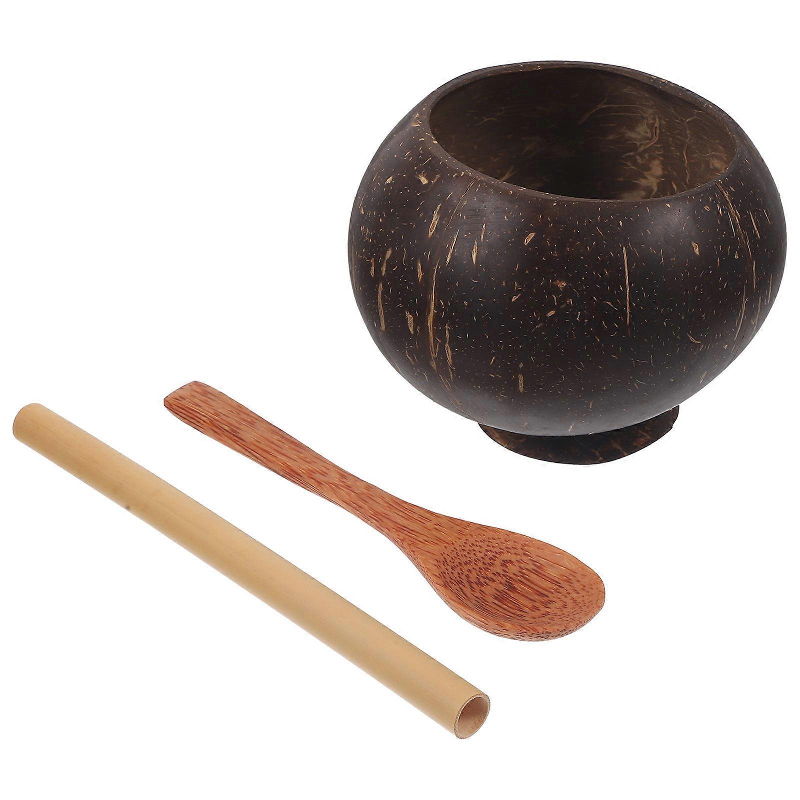 Natural Dark Brown Coconuts Shell Bowl for Home Use Lightweight MultiPurpose Salad or Dessert Bowl