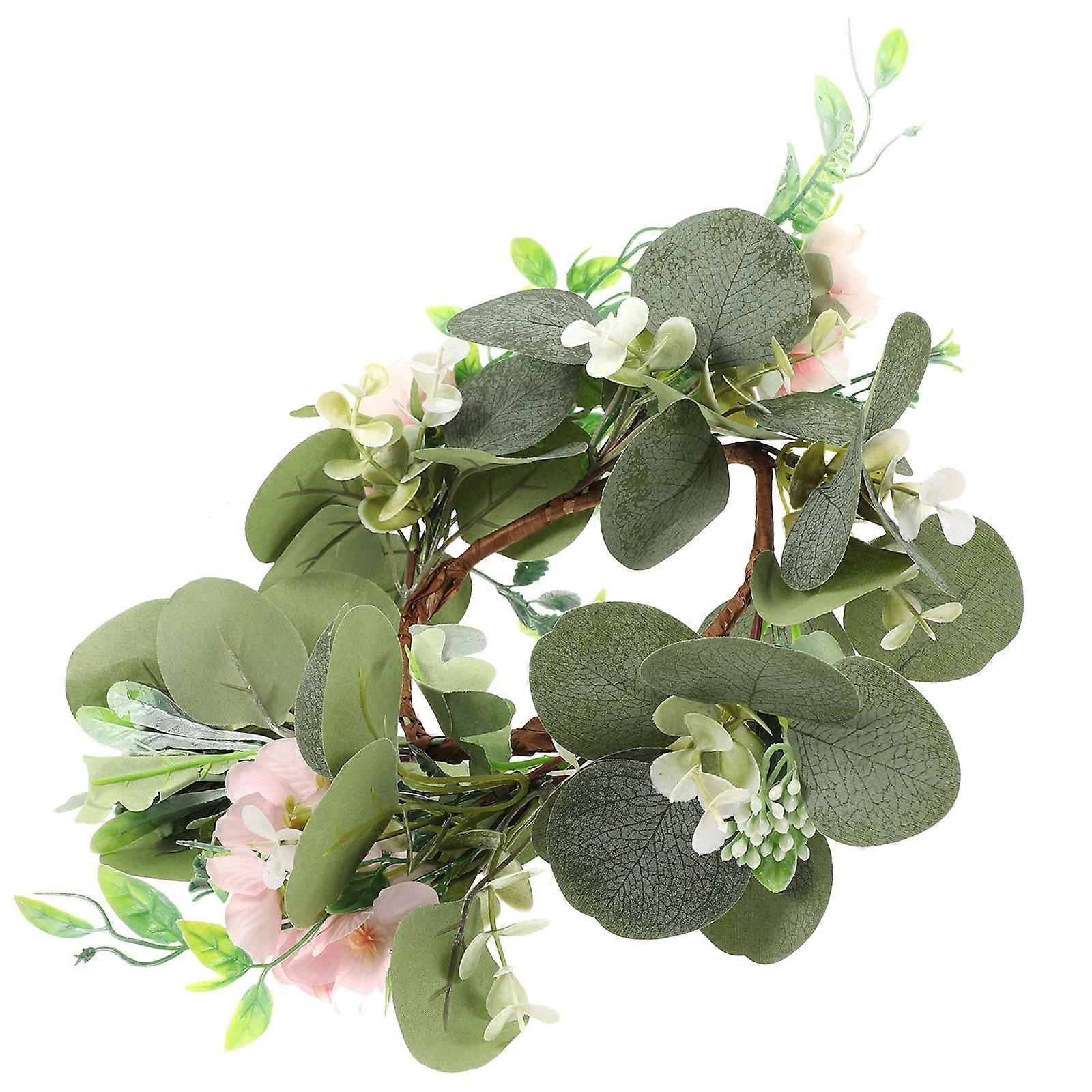 Artificial Leaves Candle Ring Wreath for Pillar Candles 2pcs