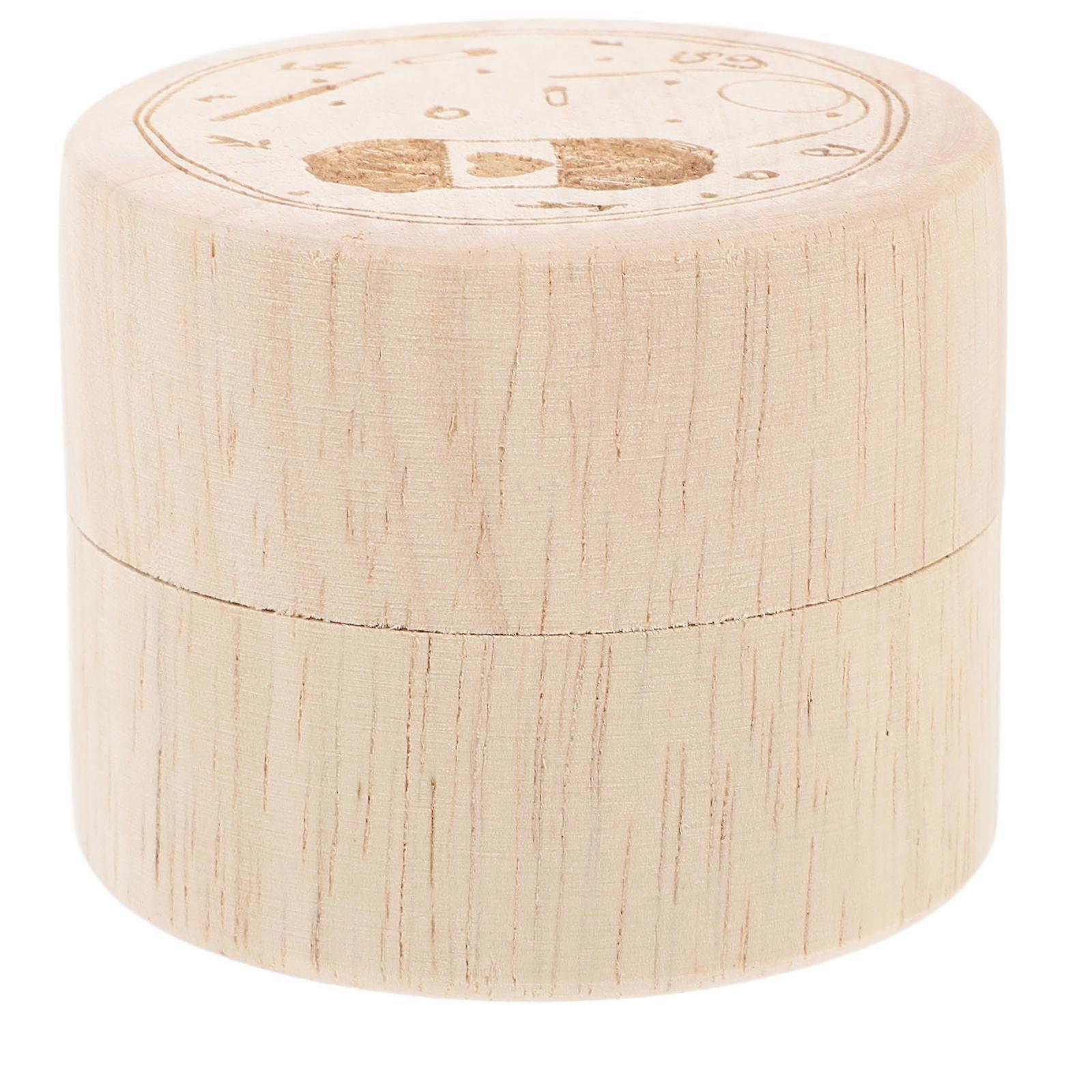 Wooden Storage Container for Home Use Beige Lid Compact Design 4.5 Inches Diameter