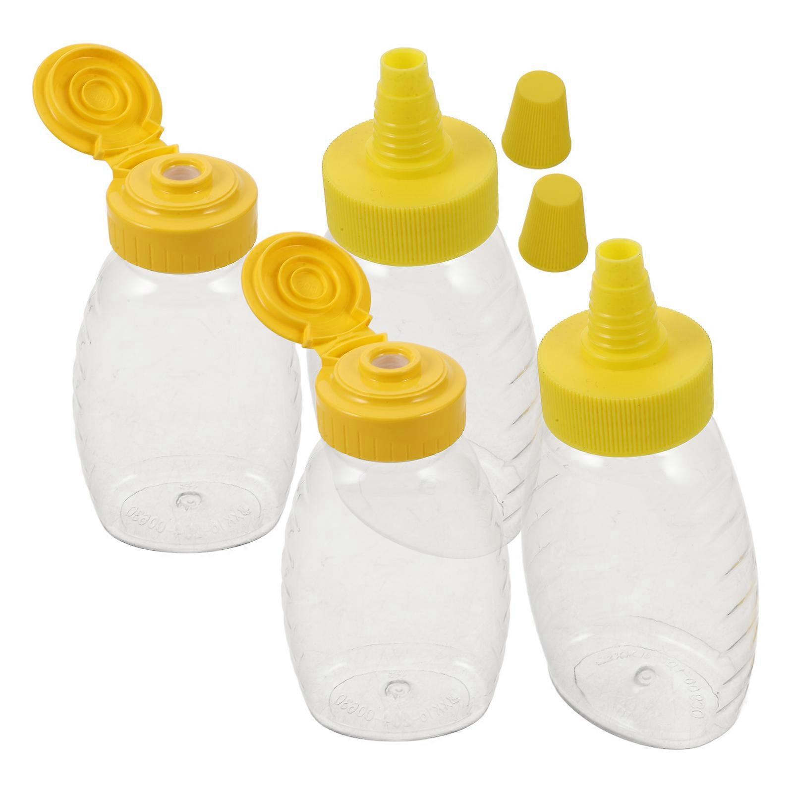 Multipurpose Sauce Bottles Condiment Squeeze Bottles Portable Design For BBQ Orange 4Pcs