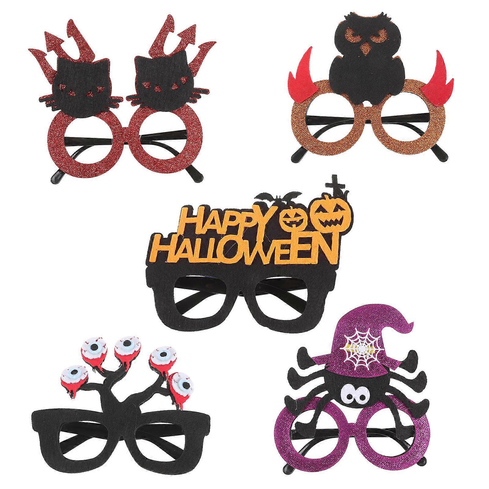 Halloween Glasses Frames for Parties and Costume Fun with Assorted Colors and Styles 5 Pcs
