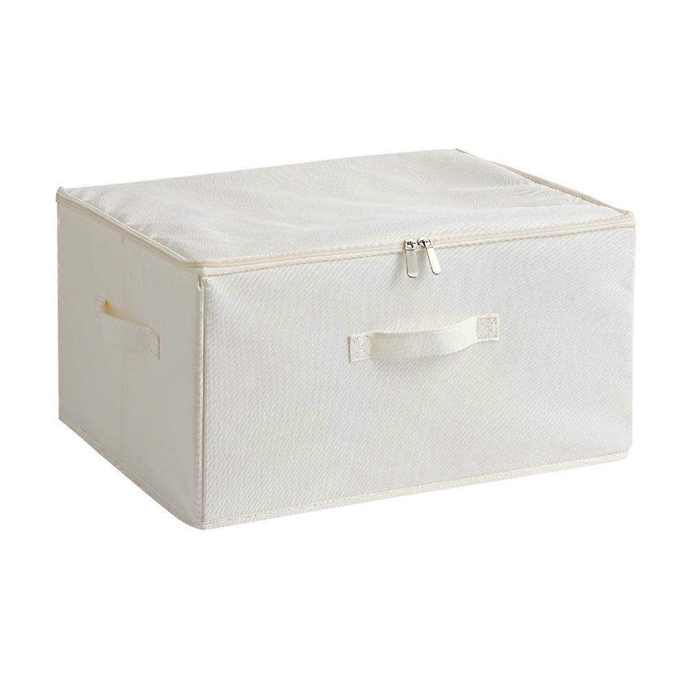Large Clothes Storage Box Zipper Closure Organizer For Home Users White 38X26X15CM 1Pack