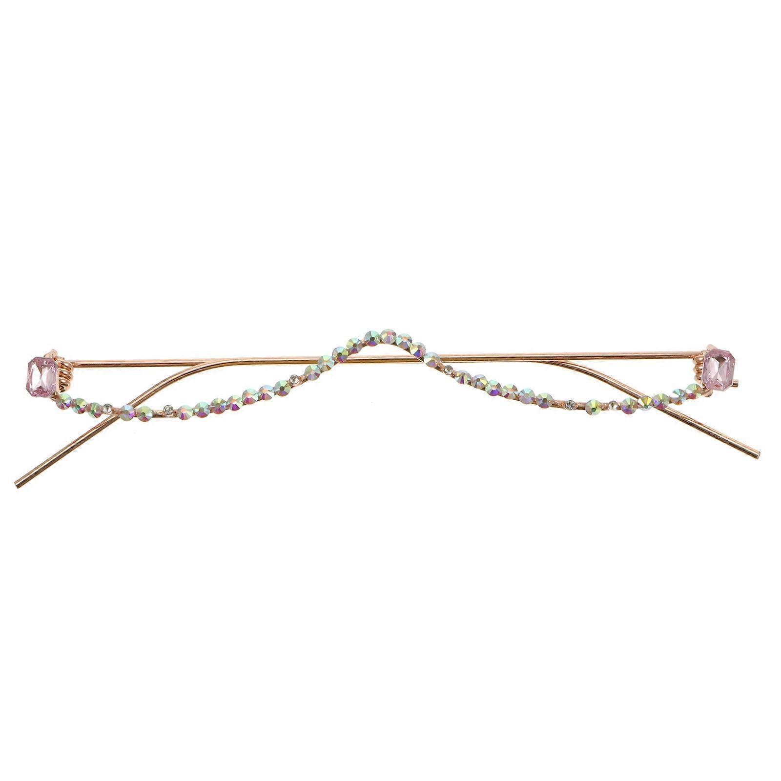 Stylish Half Frame Glasses For Women With Crystal Decor Ideal For Parties And Festivals Available In Pink Color 1Set