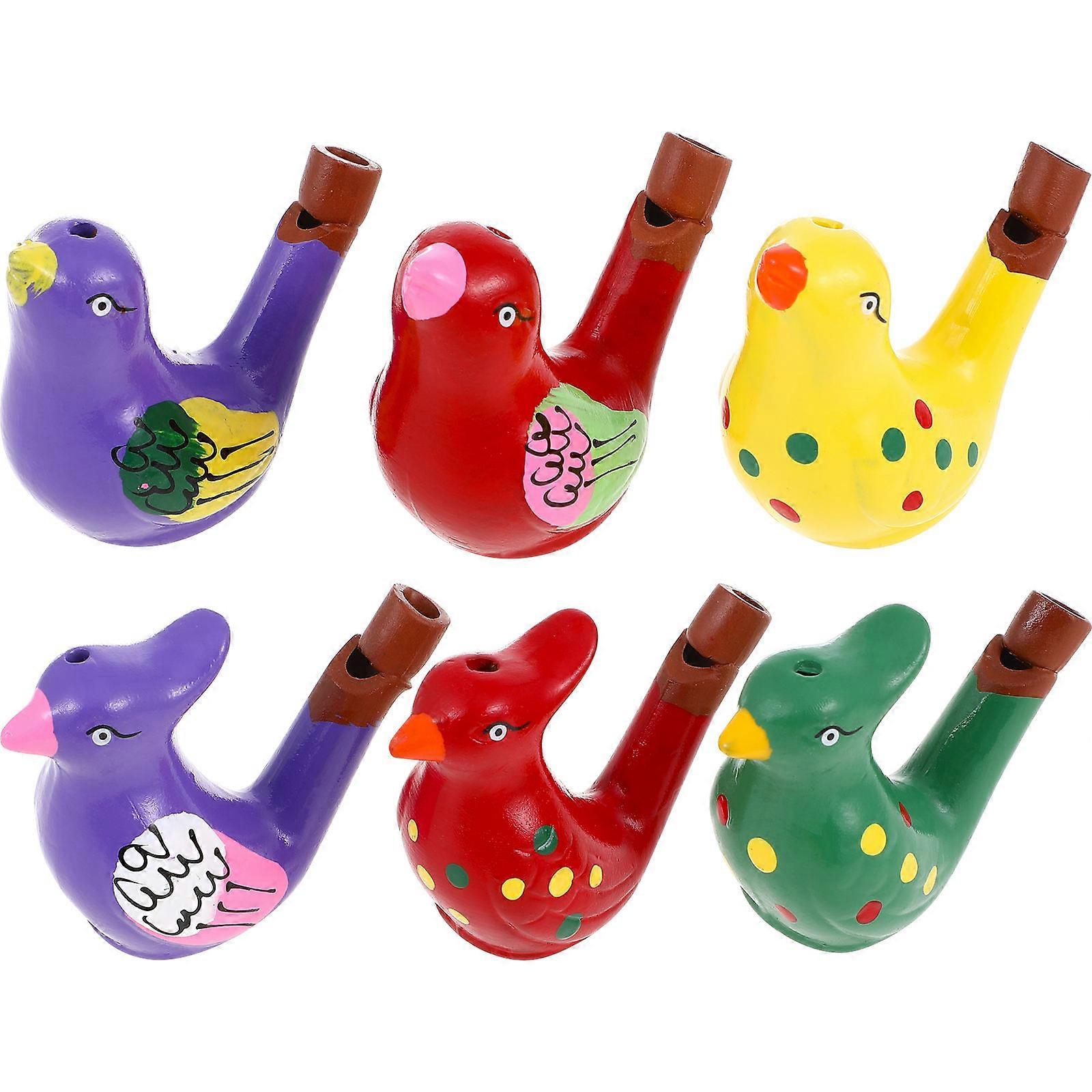 Ceramic Bird Whistles Assorted Noise Makers for Kids Playing 6 Pieces