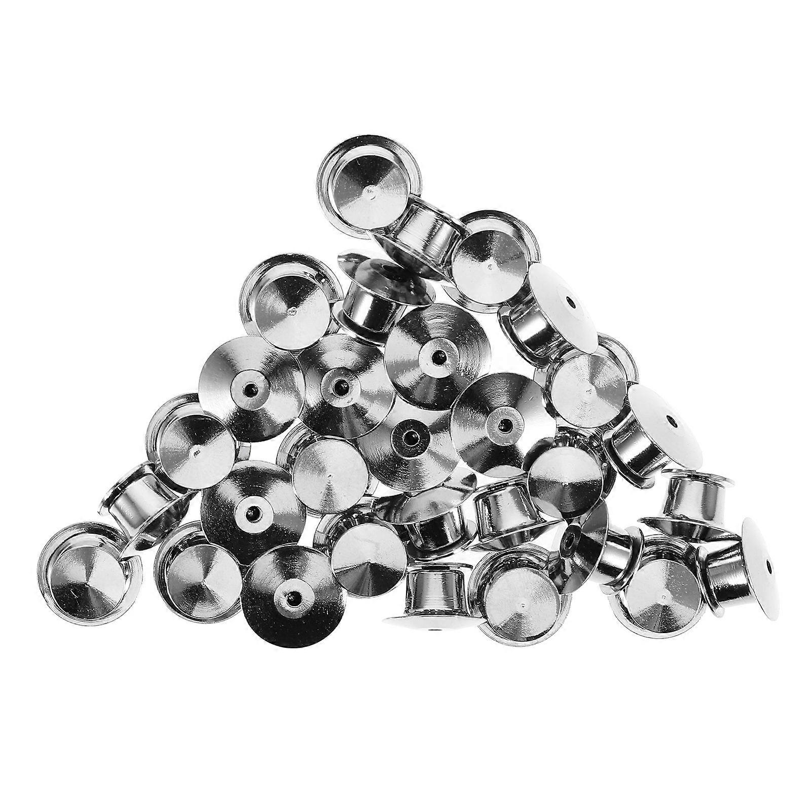 30Pcs Silver Metal Pin Keepers Locking Clasp for Badge Books Easy to Use Handy for Crafts Making