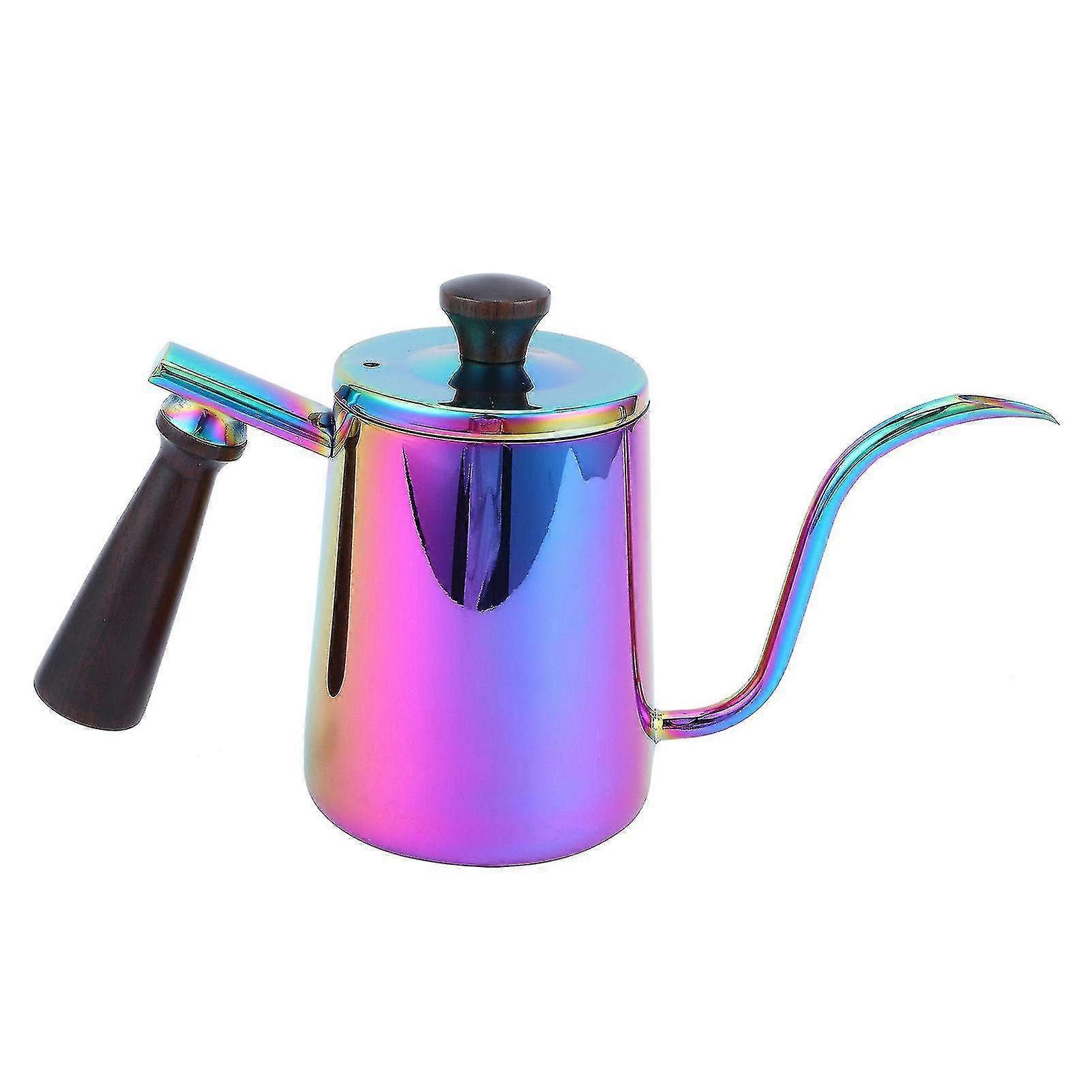 700ml Gooseneck Coffee Kettle in 304 Stainless Steel - Drip Pot with Wooden Handle for Precision Brewing & Stylish Serving