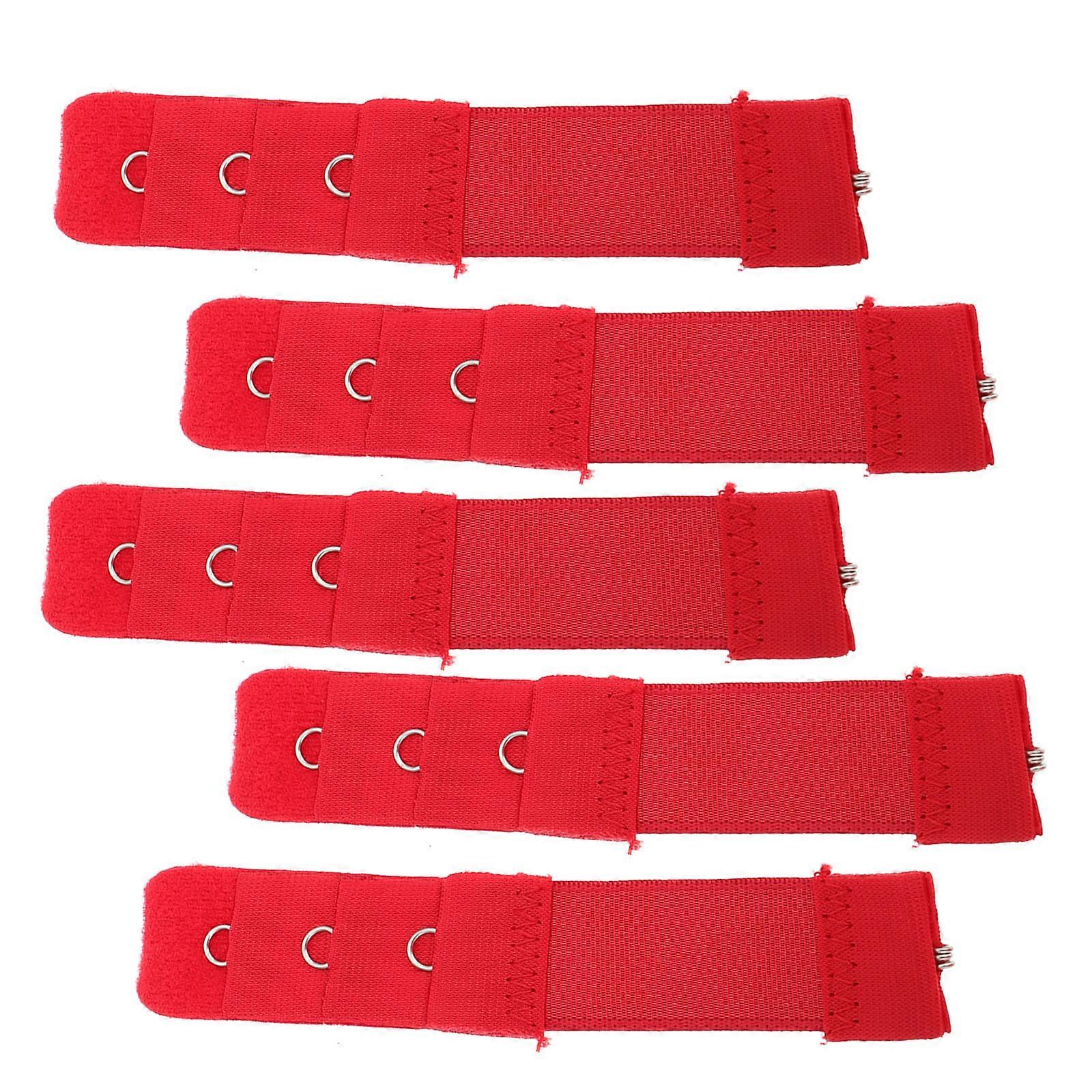 Bra Extender with Elastic Straps and Stainless Steel Hooks for Comfortable Red 1 Hook 3 Rows