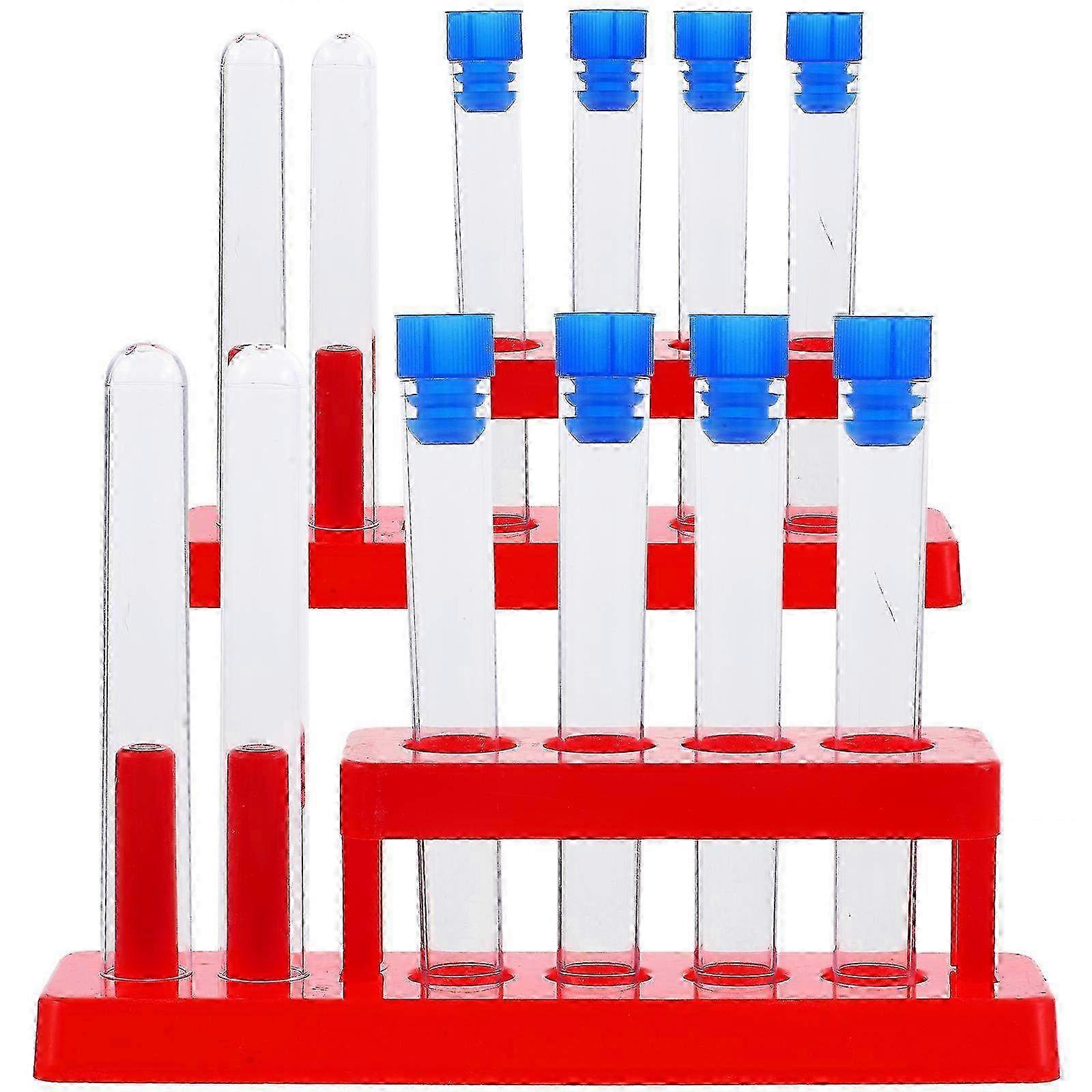 1 Set of Lab Test Tubes with Storage Rack - 16x5.6CM Clear Tubes for Laboratory Experiments & Sample Collection