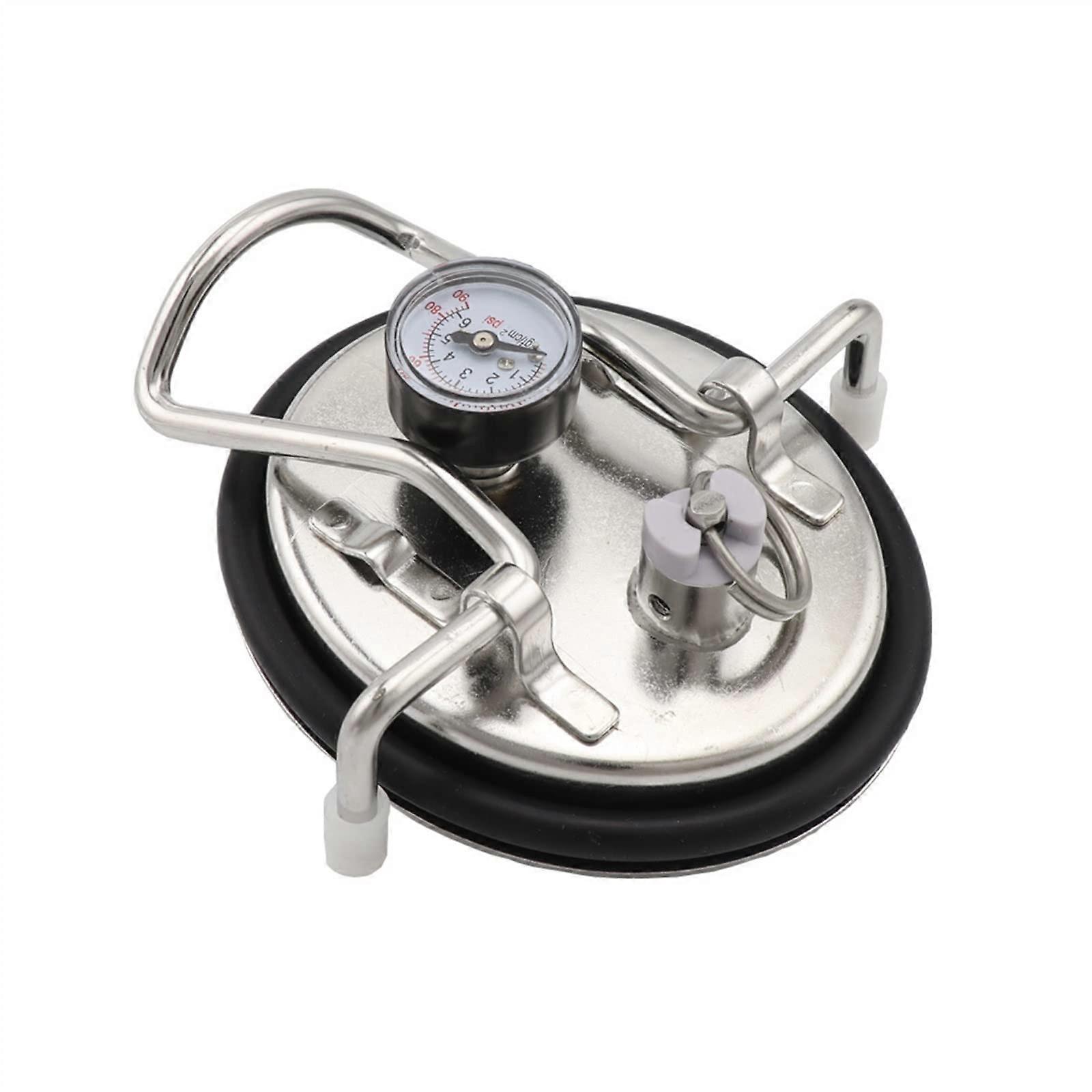 Beer Draft System Carbonation Cap Corny Keg Lid with 090 PSI Gauge ORing for Pin Lock Kegs Homebrewing System (Lid with Gauge)
