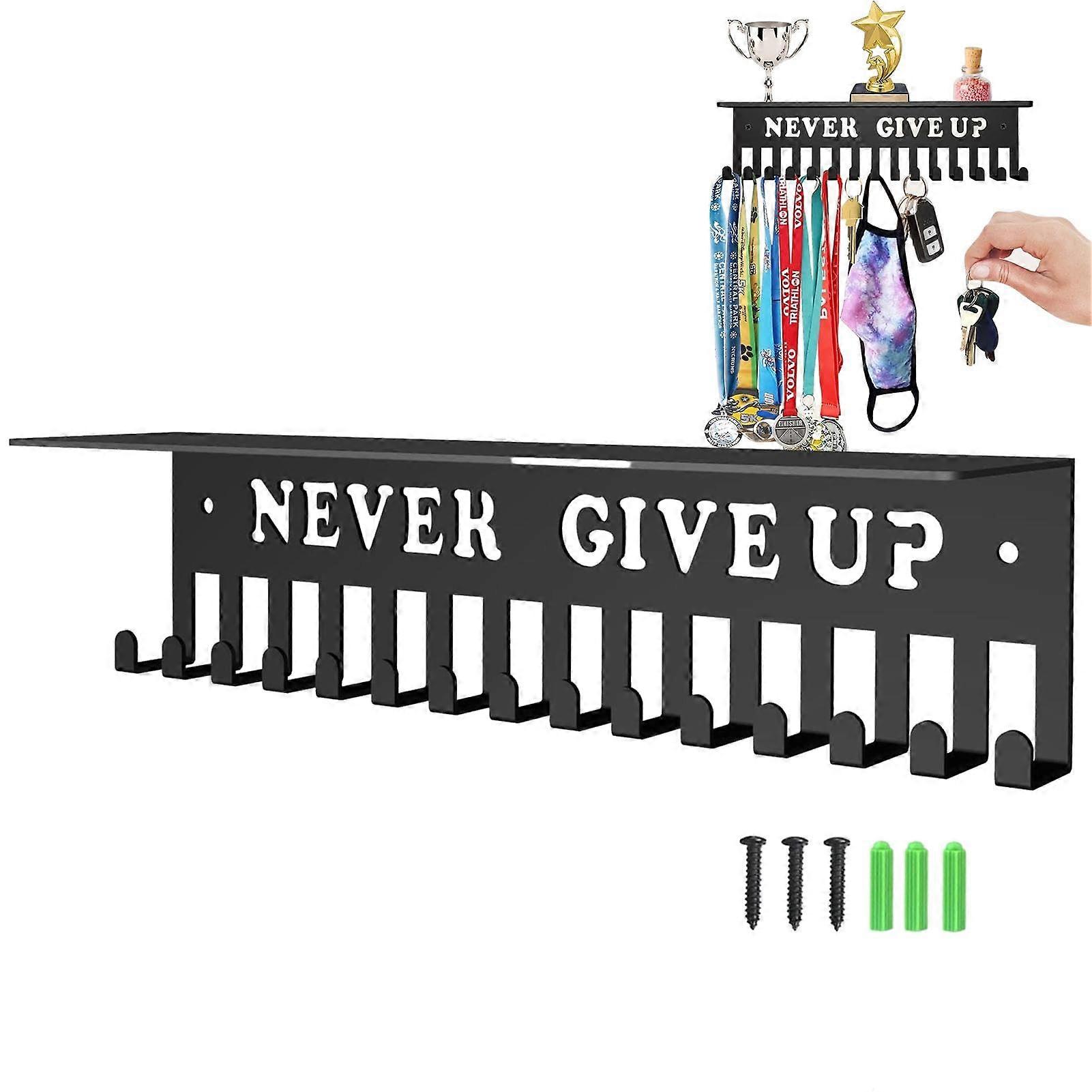 Prize Display Stand, Display Shelf, Heavy Duty Construction, Never Give Up Trophy Board, Wall Mounted