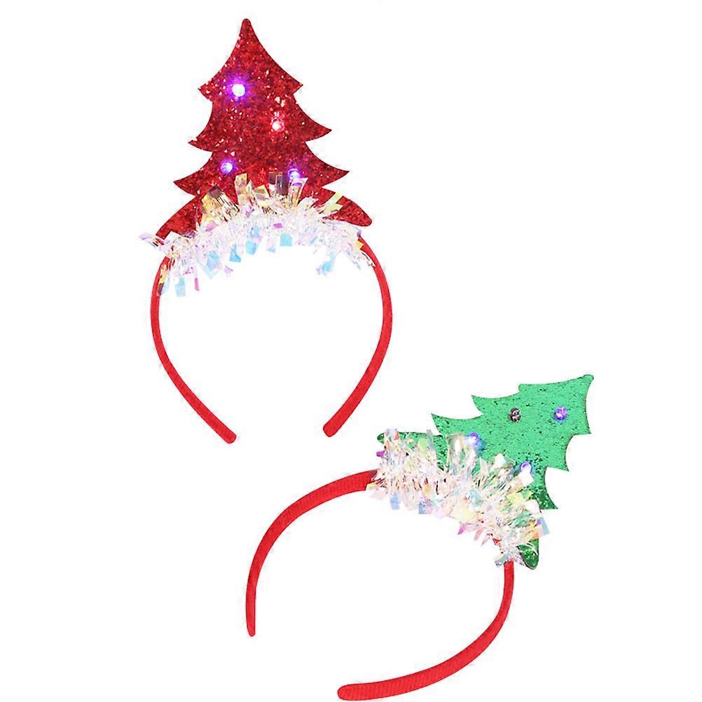 Glowing Hair Accessories 2Pcs Christmas Themed Headbands For Party Attendees In Random Styles With Luminous Attributes