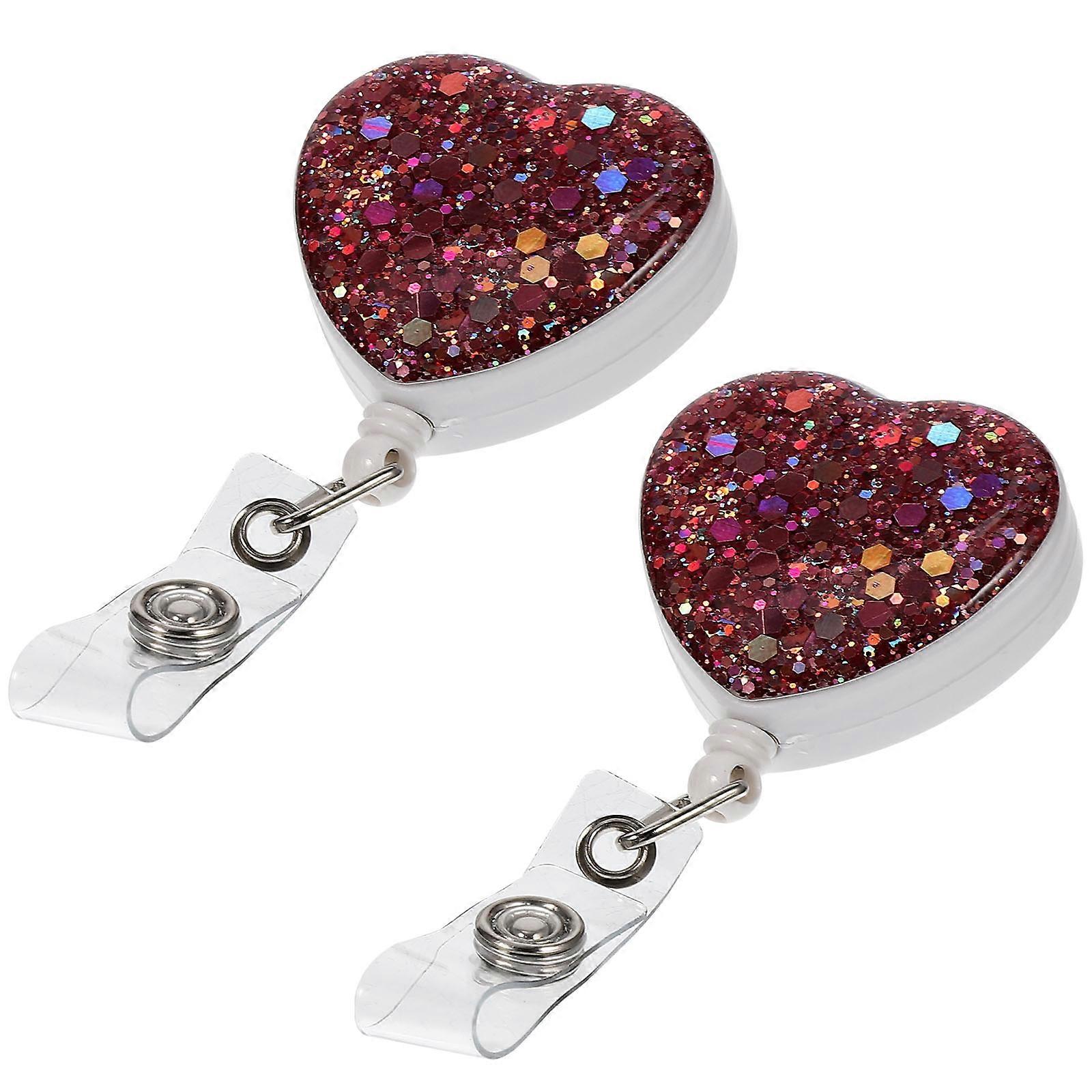 Adorable Badge Clips 2Pcs Heart-Shaped For Students Medical Environment Lanyard Attachment