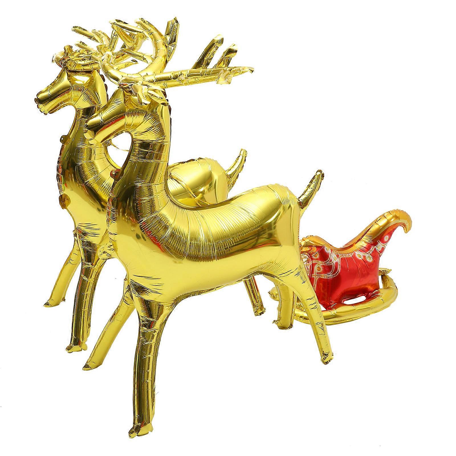 3D Decorative Elk Sled Balloon In Multi Color For Family Gatherings 65X43X0.1CM 1 Set