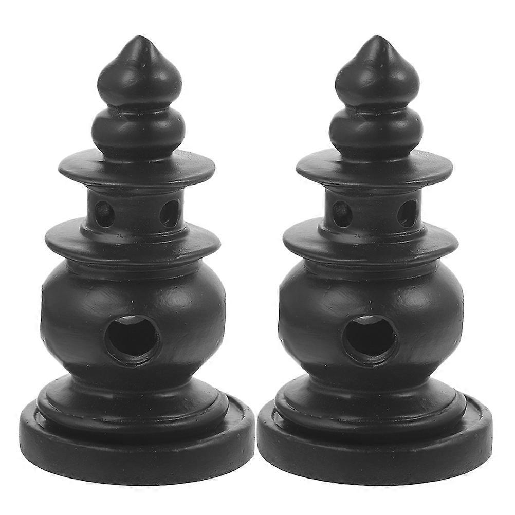 Mini Statue Set of 2 for Garden Decoration Made of Resin Black Color