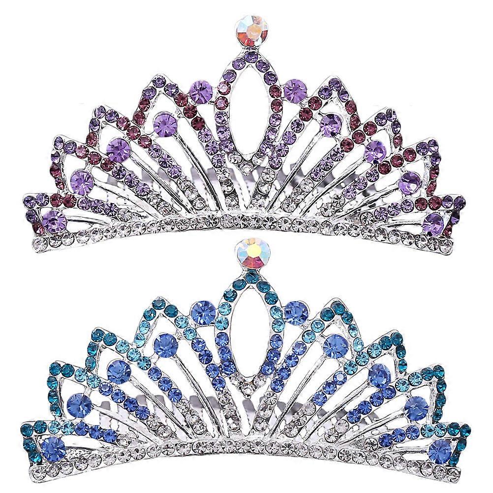 a refined product description based on the details you provided:
**2pcs Headdress Elegant Silver Crown Comb**
Add a touch of glamour to any