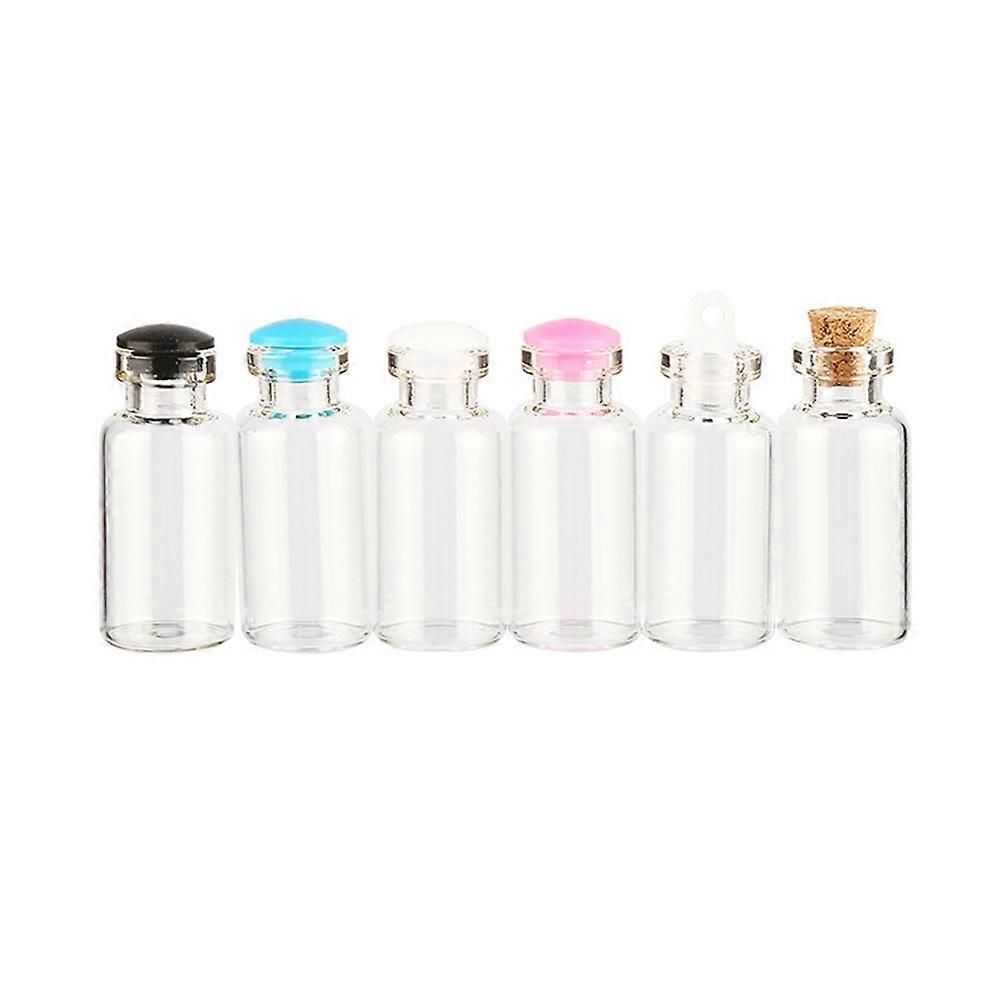 50Pcs 1.5ml Clear Mini Glass Jars with Silicone Plug for DIY Wish Bottles Message Weddings and Party Favors Assorted Color