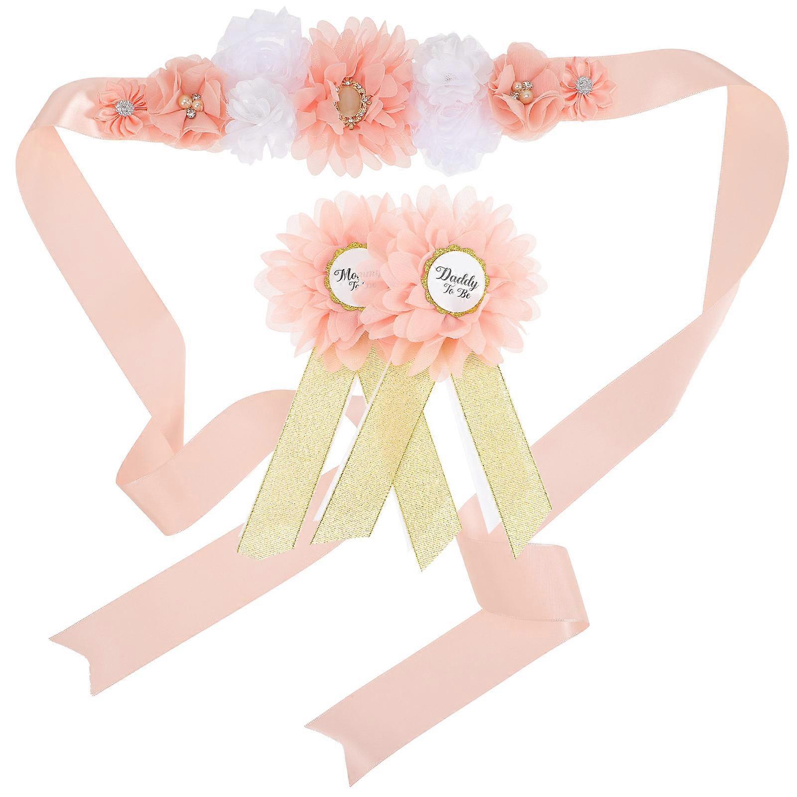 Unique Maternity Sash Corsage For Baby Shower Photo Props Chocolate Color 170x9cm 1 Set