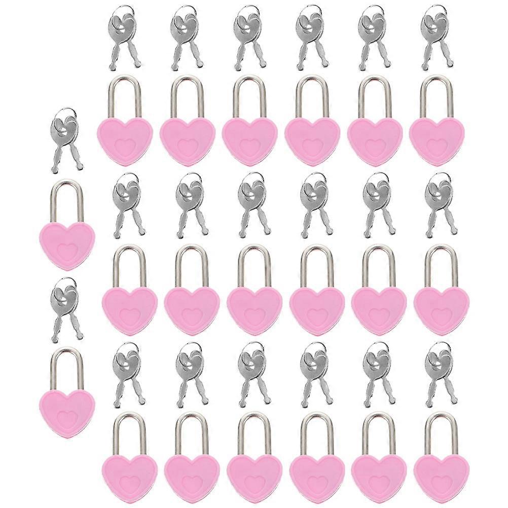 20 Sets Small Metal Heart Shaped Padlock Storage Box with Mini