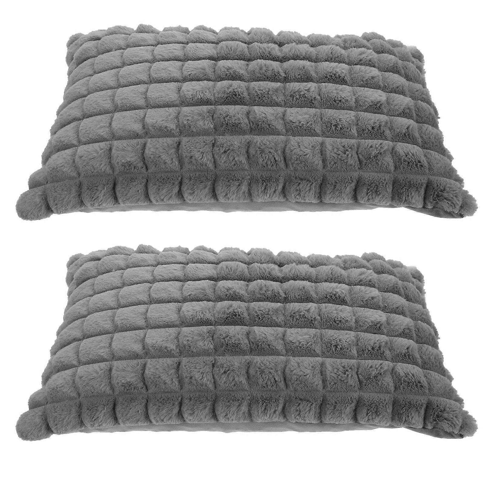 Decorative Throw Pillowcase Cushion Cover For Home Decoration In Grey Made Of Plush And PP Cotton Room And Bedroom 2Pack