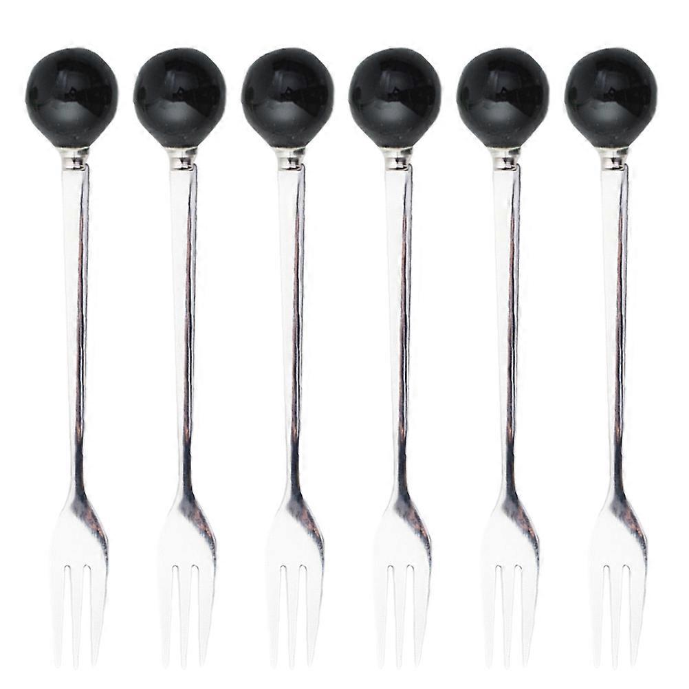Mini Fork for Home Made of Ceramic and Stainless Steel Ergonomic Handle Black 6pcs