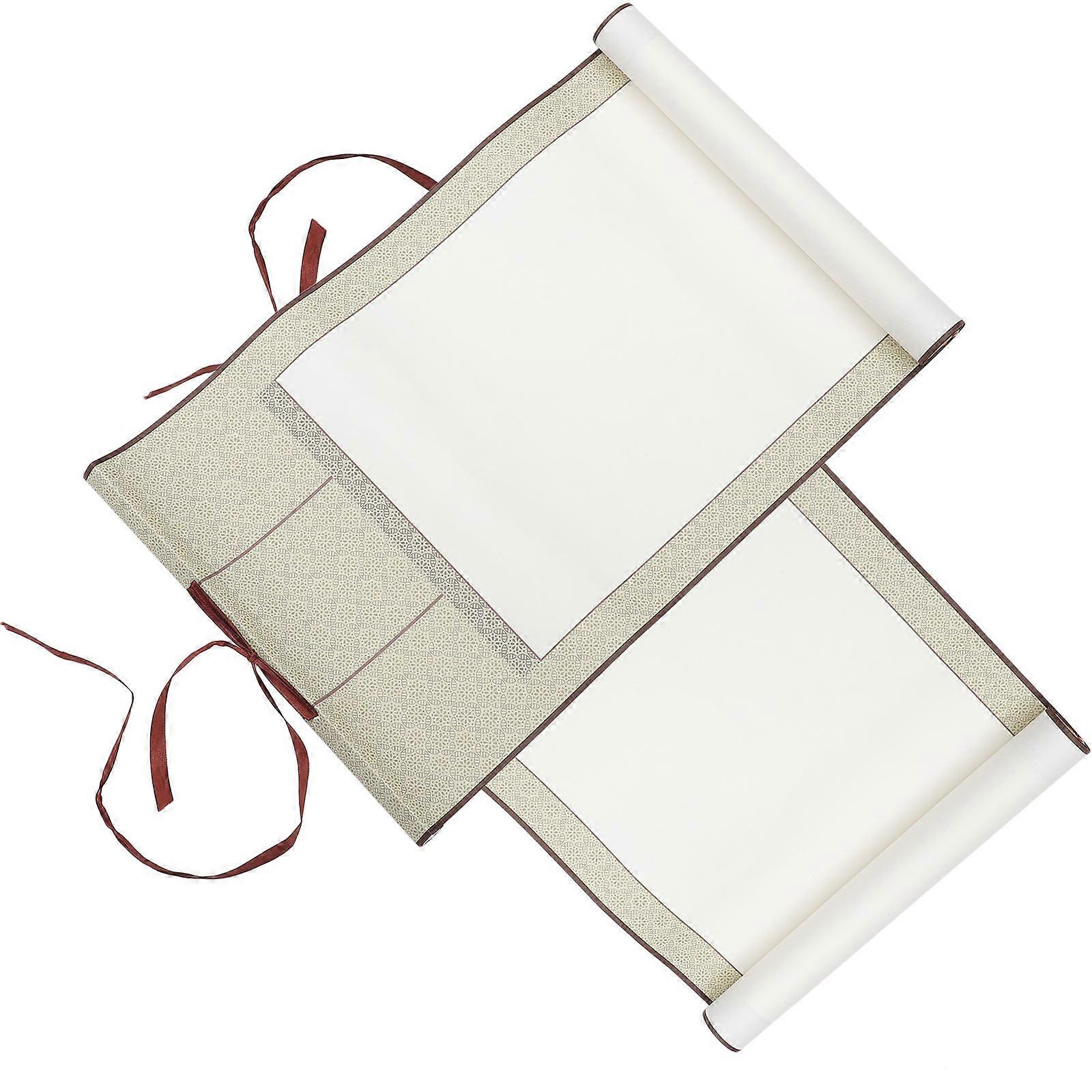 Scroll For Painting 2Pcs Blank Hanging Scroll Suitable For Art Painting And Calligraphy Writing 70x30cm Beige Retro Atmosphere