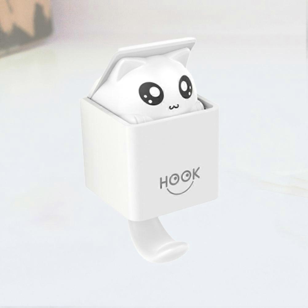 Sticky Hooks For Hanging Cat Shape Wall Hook Indoor Use Easy Installation White 1Set