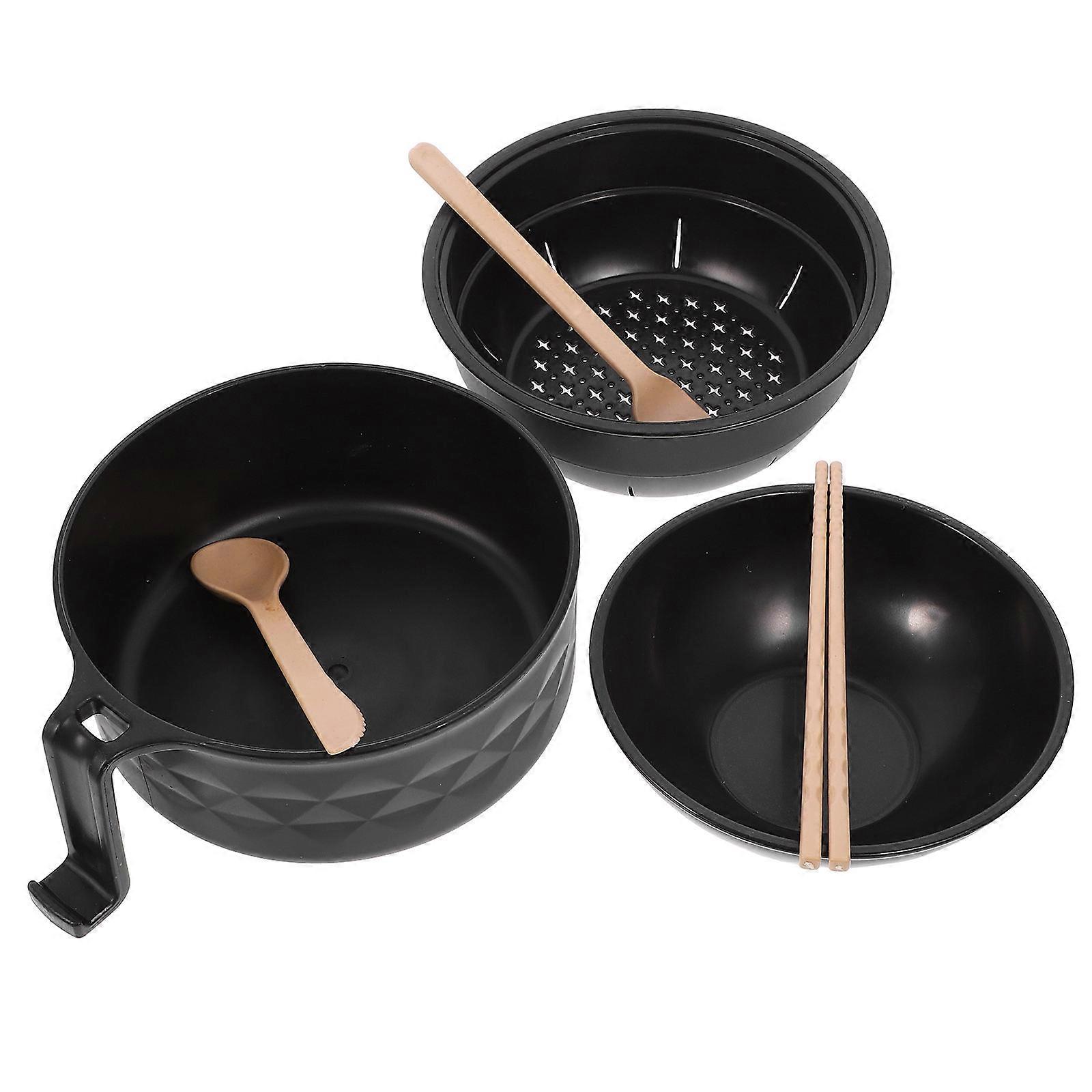 Ramen Bowl Set with Chopsticks and Made of PP Material for Home Use Black 1 Set