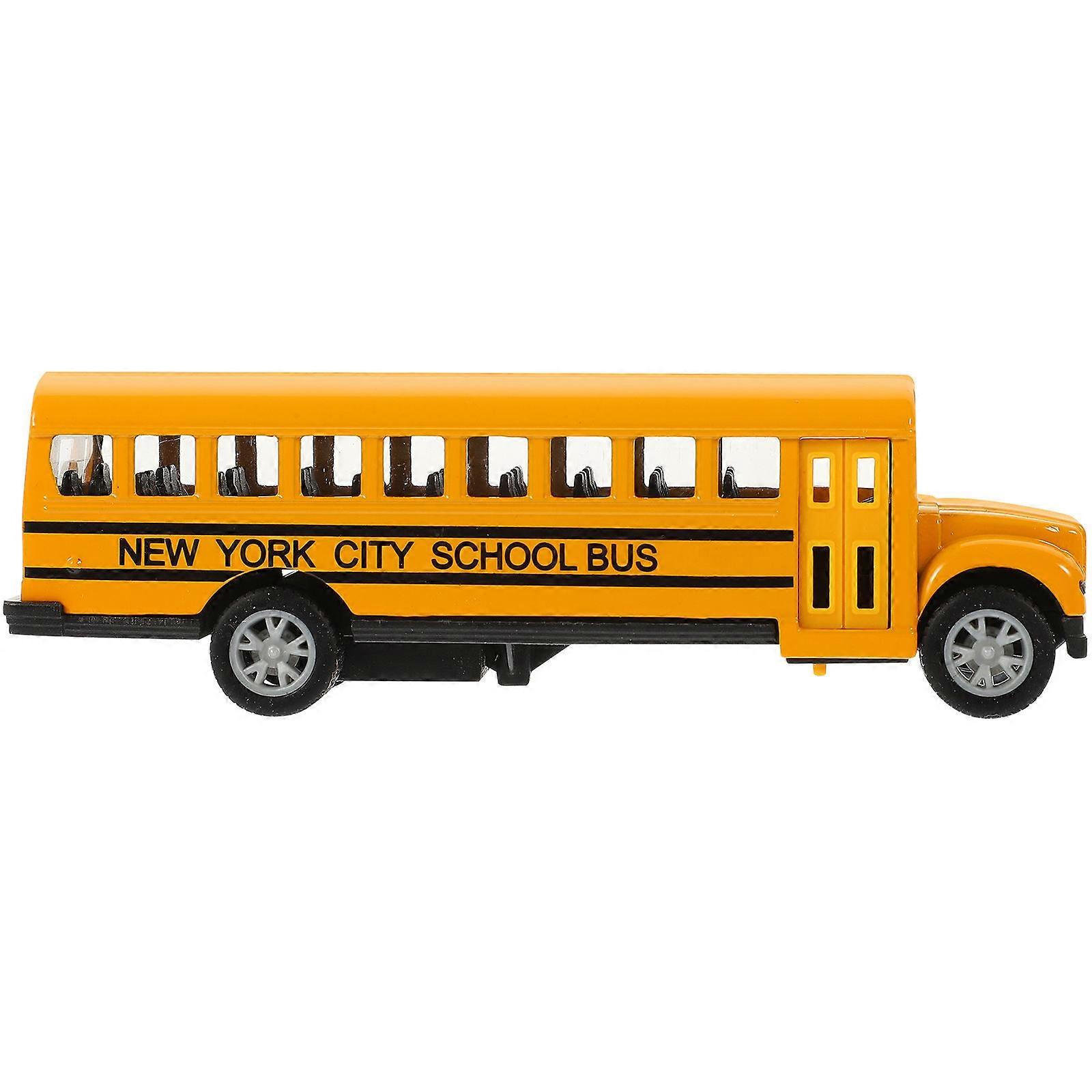 Yellow Alloy Toy Car Model for Decoration with Pull-Back Power 1 Piece Mini School Bus