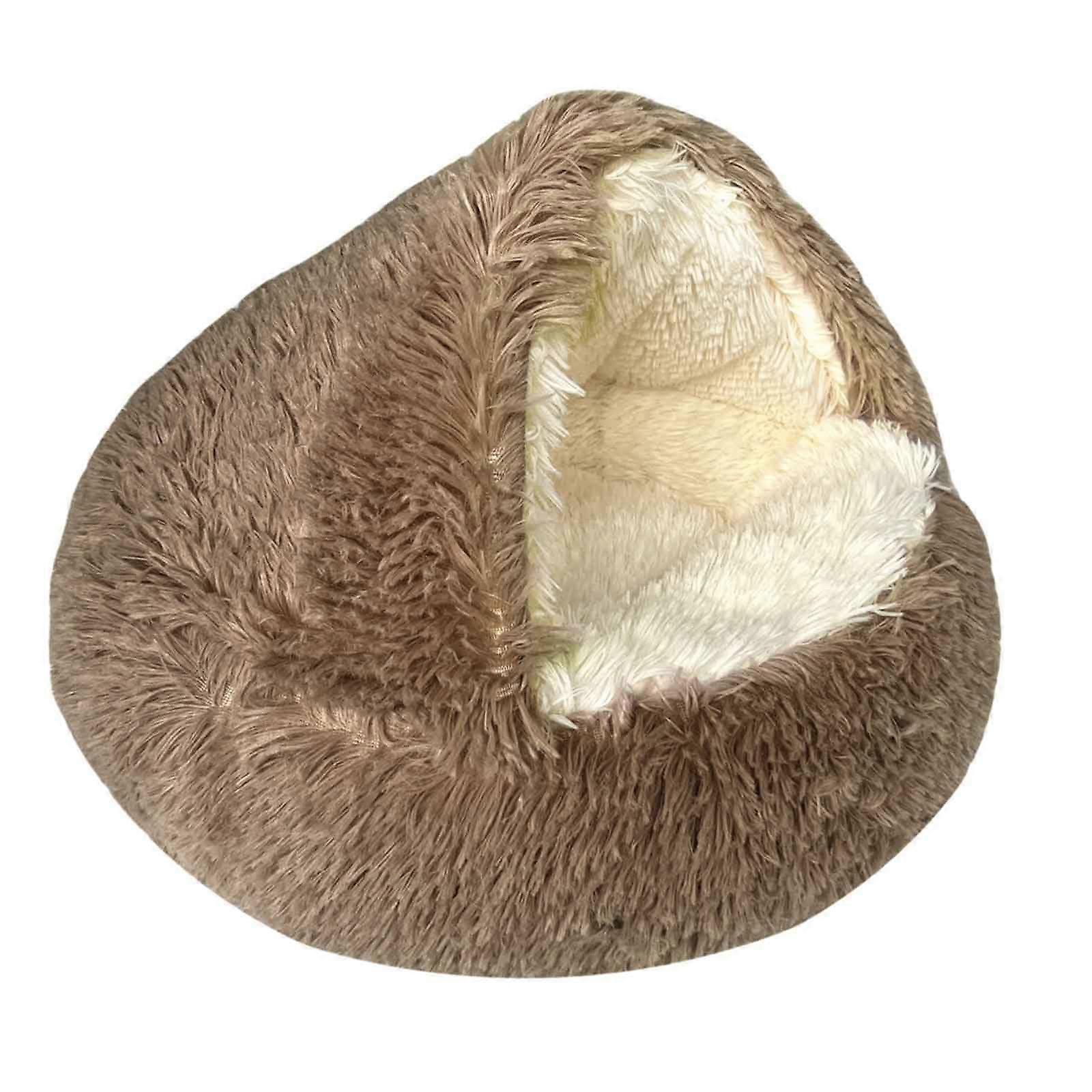 Khaki 40cm Cat Bed, Windproof Cat Nesting Bed, Winter Pet Bed, NonSlip Cat Nest with Hood