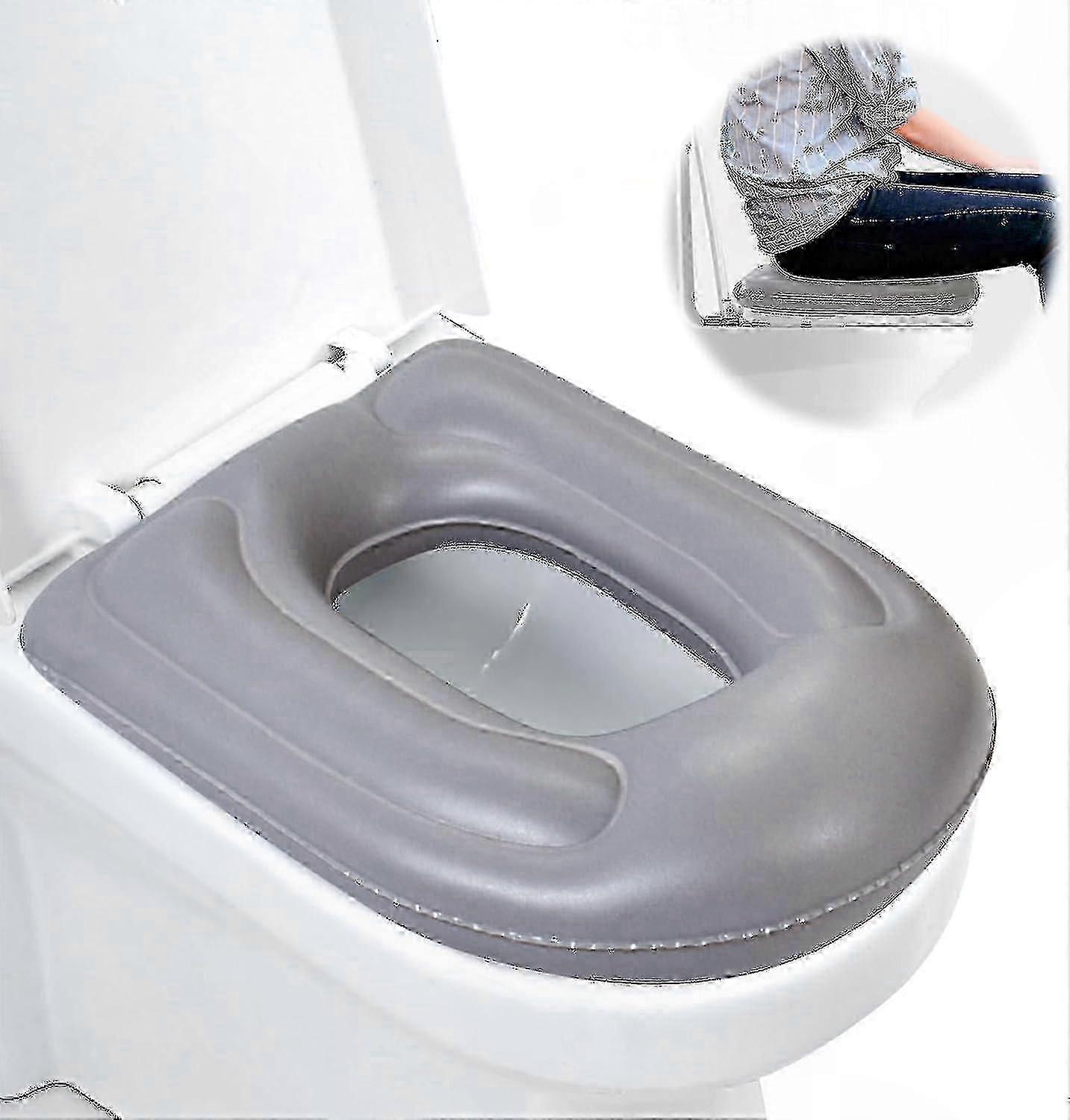 Adjustable Inflatable Toilet Seat Cushion with Suction Cups for Tailbone Pain Relief, Suitable for Adults, Seniors, and Disabled