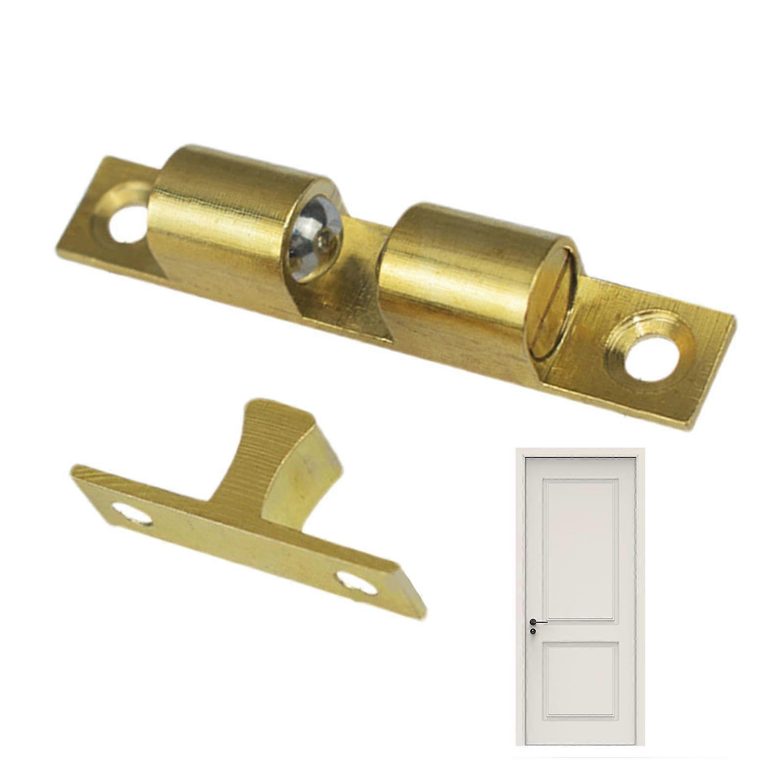 Cabinet Door Latch  Brass Double Roller Spring Ball Latch, 4 cm Gold