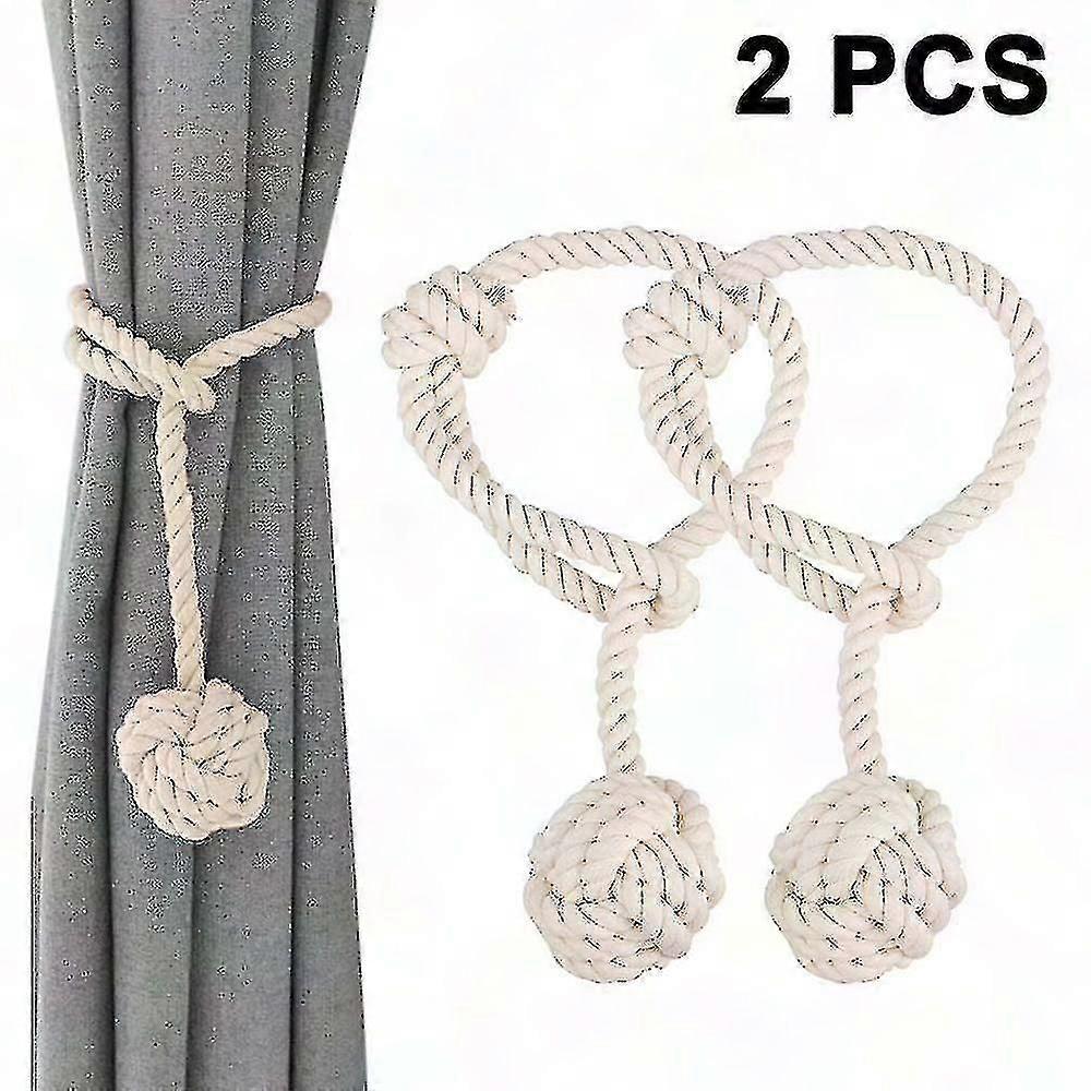 Handmade Cotton Curtain Tie Backs with Tassels - Window Rope Clips for Drapes