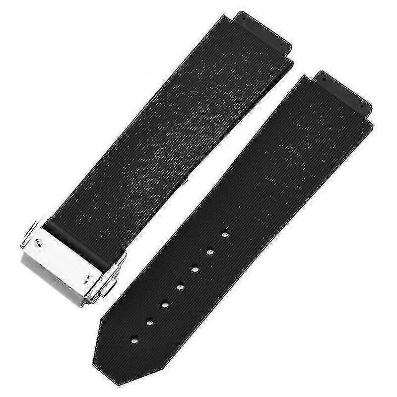 Pulsera de reloj para Hublot Big Bang Classic Fusion - Correa de reloj de caucho de silicona con hebilla desplegable y cierre negro - Accesorios de reloj
