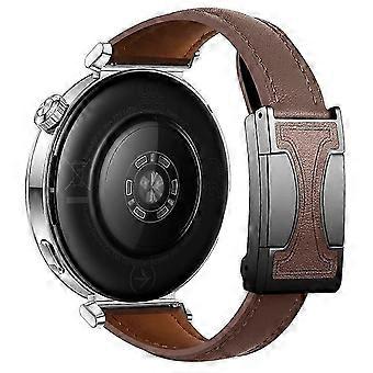 22 mm echte rundleren band compatibel voor Huawei Watch GT 5 Pro 46 mm / GT 5 46 mm / GT 4 46 mm Fla