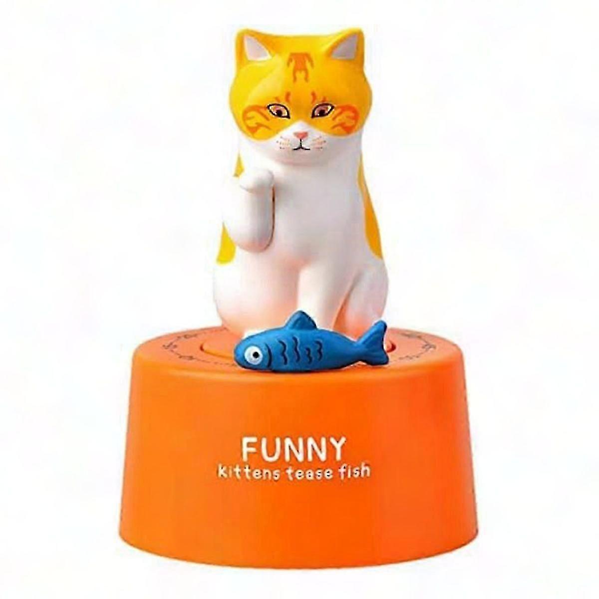 Orange Mechanical Cat Kitchen Timer for Cooking Baking