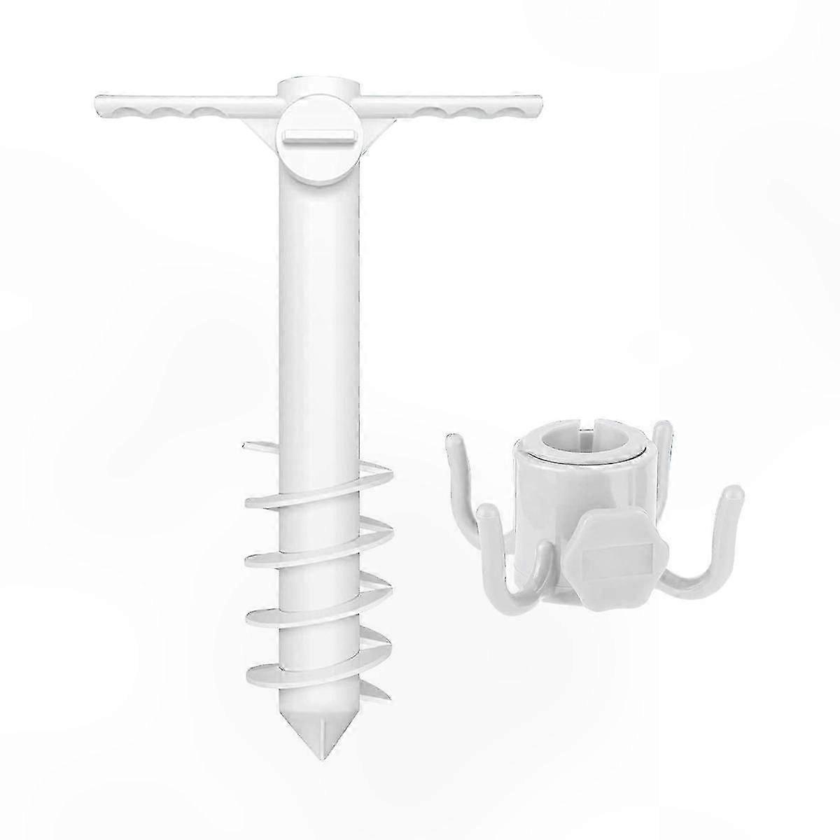 Spiral Beach Umbrella Stand with Hook Inserts Ground Anchor for Outdoor Use Travel Accessory