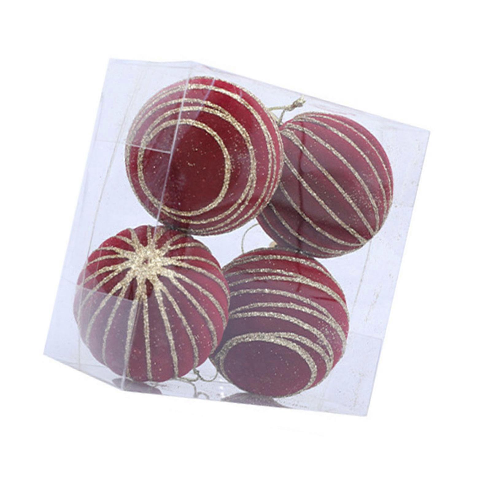 1 Box Flocking Decorative Ball For Christmas Soft Texture Hanging Pendants Perfect For Mantles Tree Styling  Burgundy