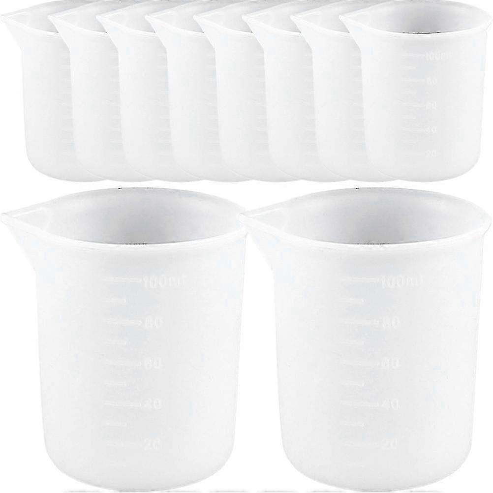 10pcs White Silicone Measuring Cups for Epoxy Resin, Graduated Mixing Cups 7x6.4cm, Reusable & Easy to Clean