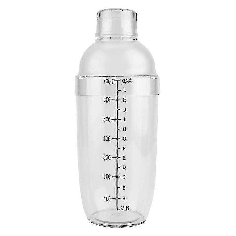 Transparent 700ml Cocktail Shaker with Leak-Proof Lid & Measuring Scale Bar for Professional Mixing
