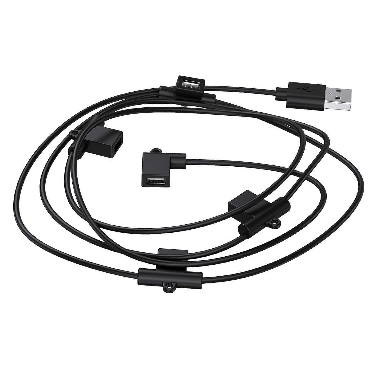 USB Charging Cable Extension 2.4 Meter 5 Outputs Connect Multiple Devices Like Lights Fan Cameras Multicolor