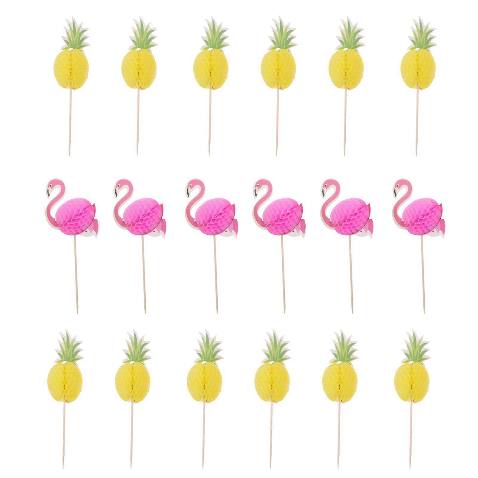 100Pcs Exquisite Paper Pineapple Pick Cocktail Pick Flamingo Cake Insert