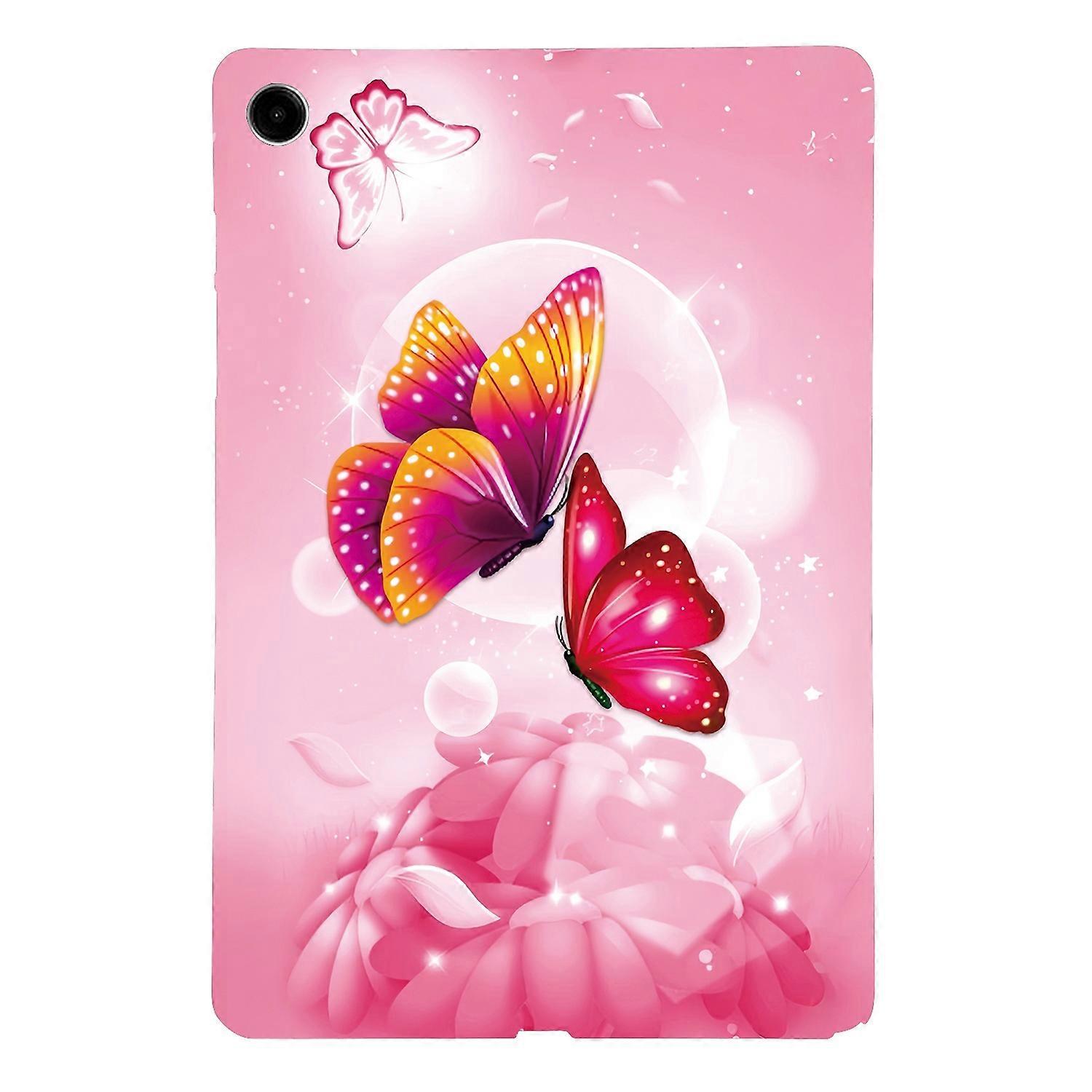TKdaddy For Samsung Galaxy Tab A9+ Case Pattern Printing Slim Soft TPU Tablet Cover Pink Butterfly